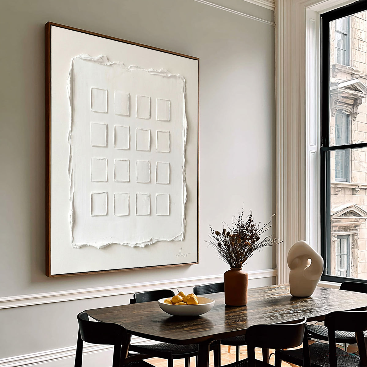 Large Quiet Luxury Minimalist Relief Wall Art Ivory Textured Abstract Painting Neutral Modern Interior Decor