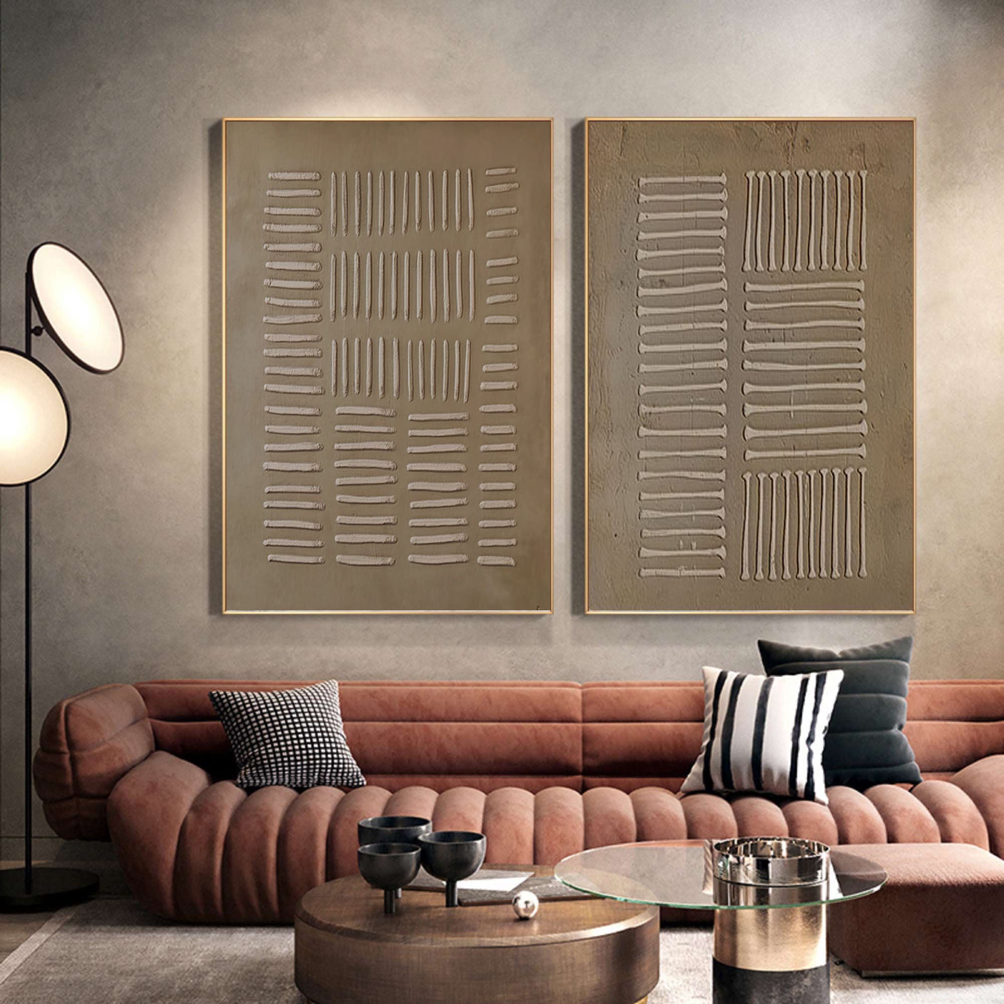 Beige & Brown Minimalist Painting Set Of 2 #BBS 008