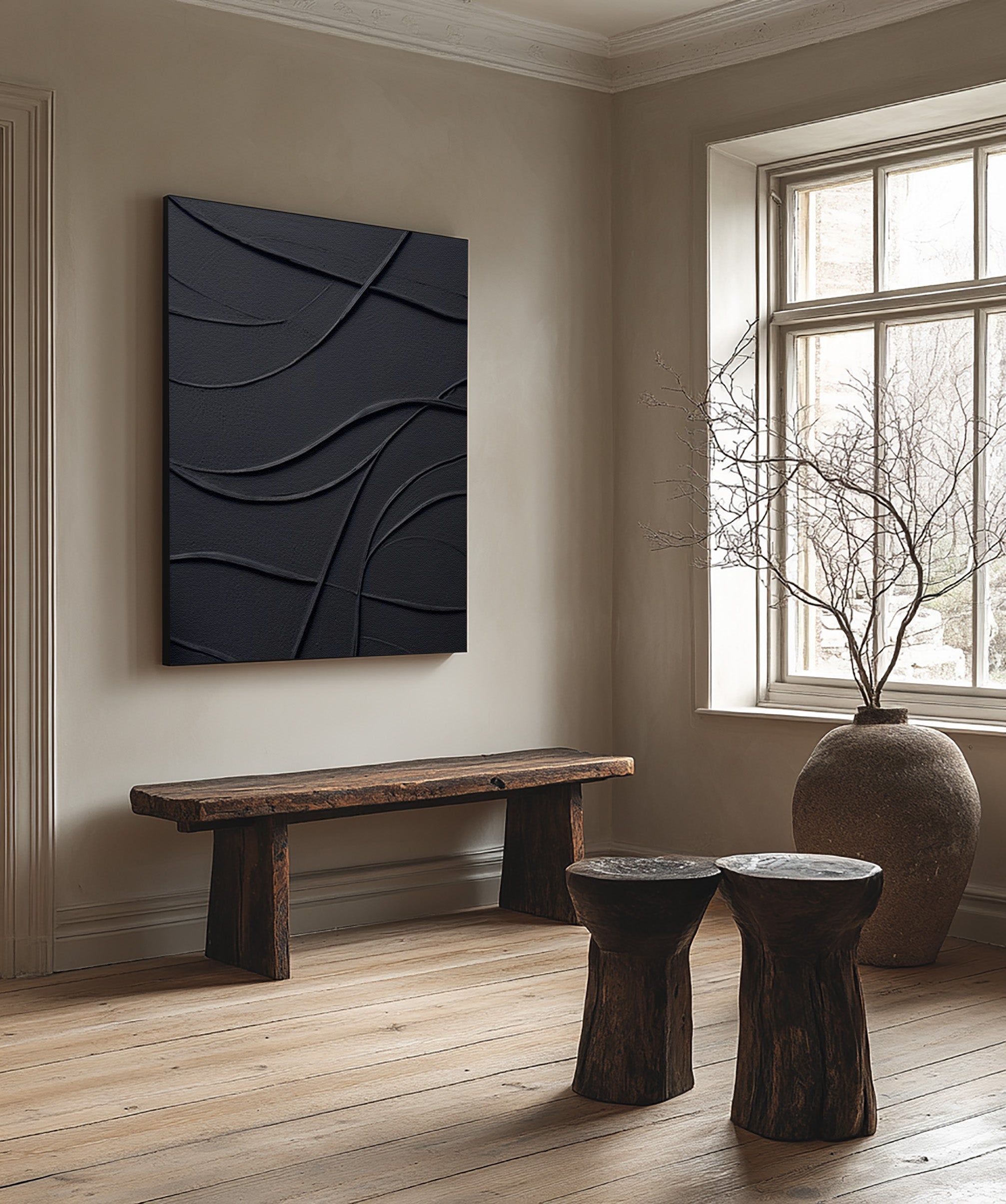 Black Wall Art: Minimalist Large Canvas Art for Stylish Spaces #BBA 106