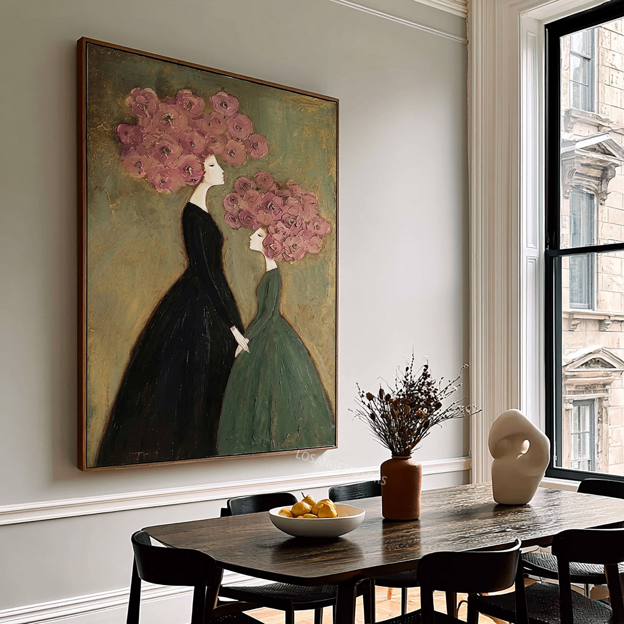 Large Floral Figure Wall Art Romantic Contemporary Botanical Oil Painting
