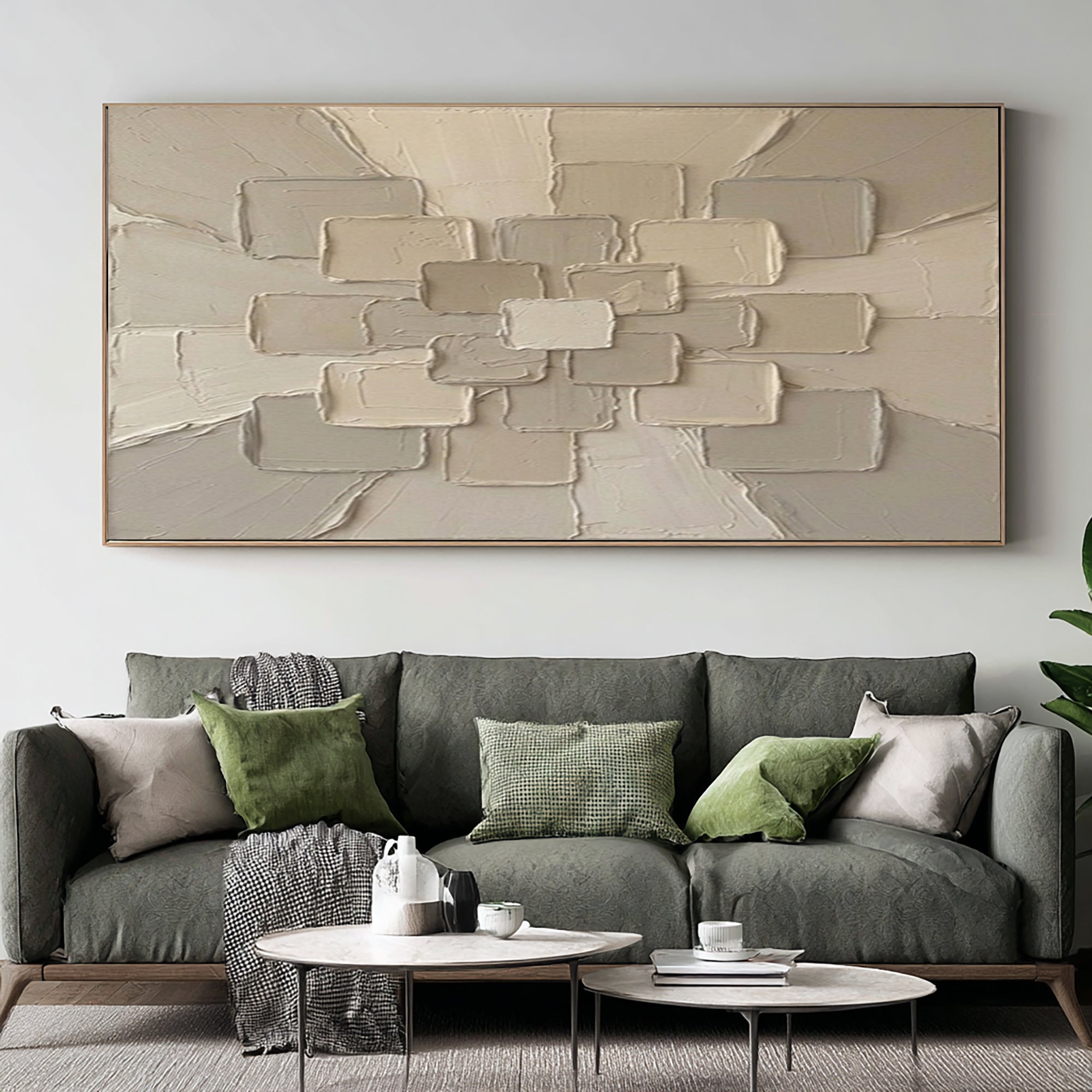 Large Neutral Geometric Texture Wall Art Hand Painted Abstract Canvas