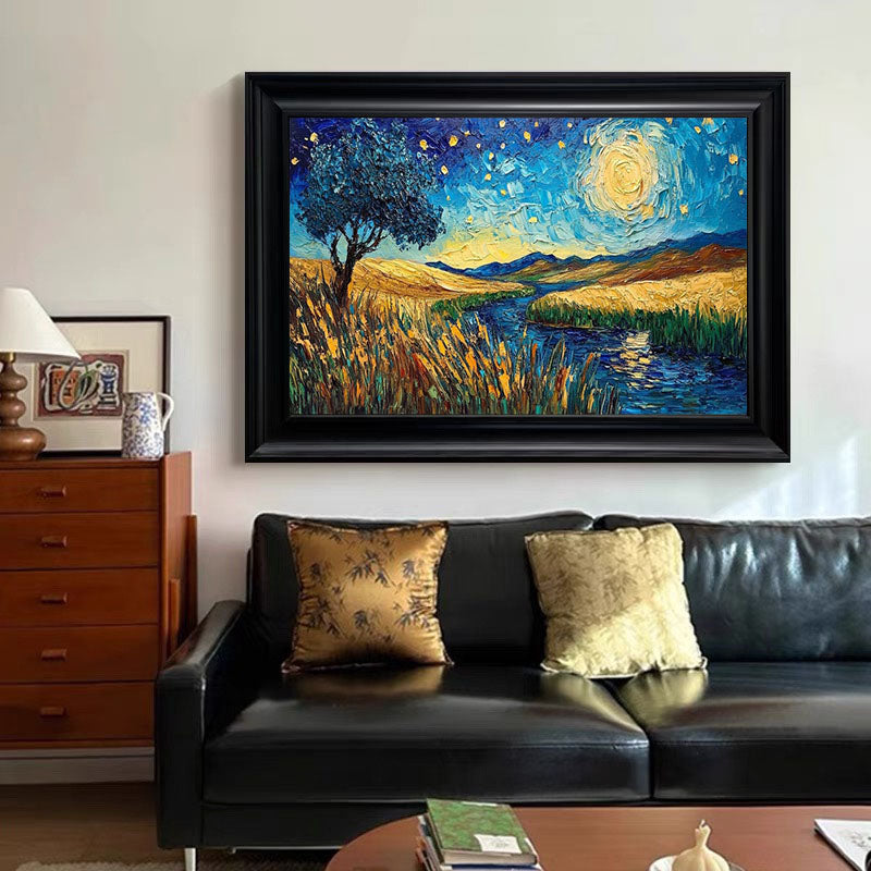 Impasto Night Sky, Colorful Contemporary Wall Art #BGA 081