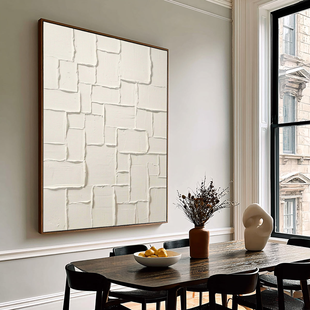 Large Stone Inspired Relief Wall Art Ivory Textured Abstract Painting Organic Modern Luxury Home Decor