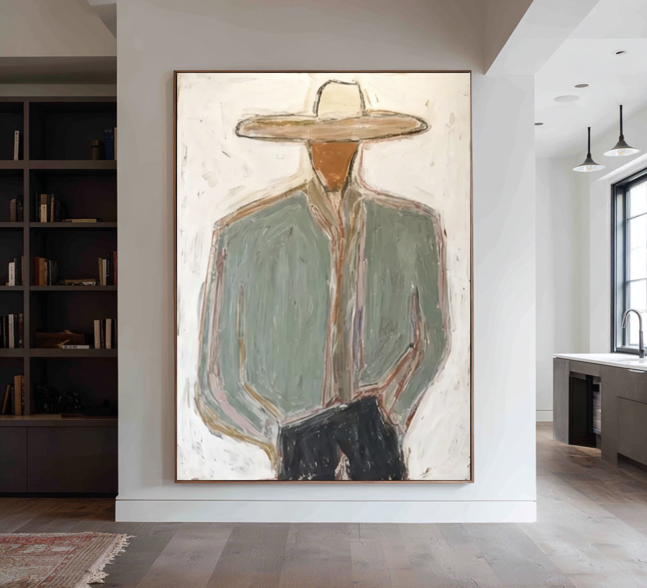 Large Abstract Cowboy Portrait Painting Contemporary Western Wall Art