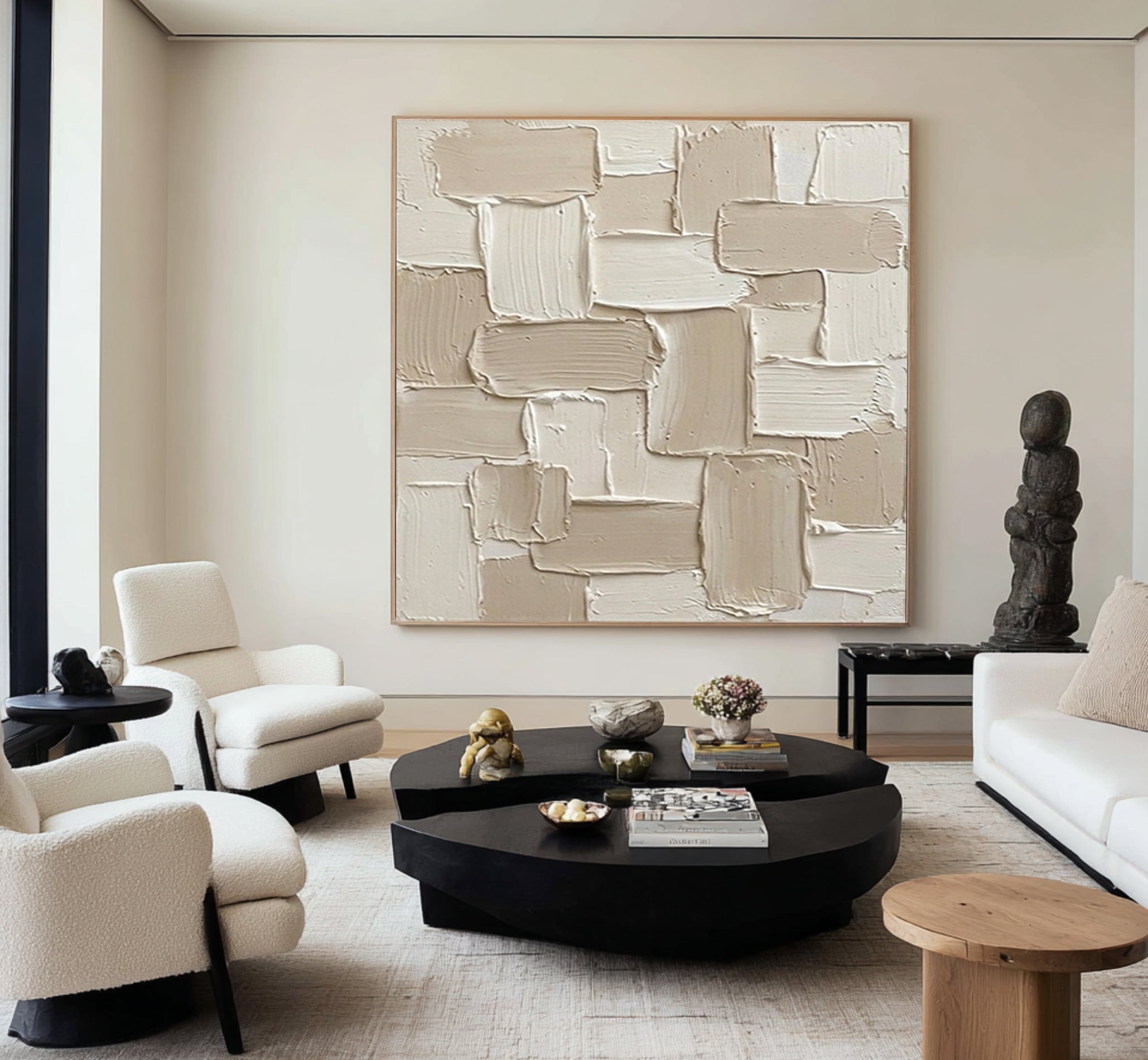 Large Architectural Texture Wall Art Hand Painted Neutral Painting
