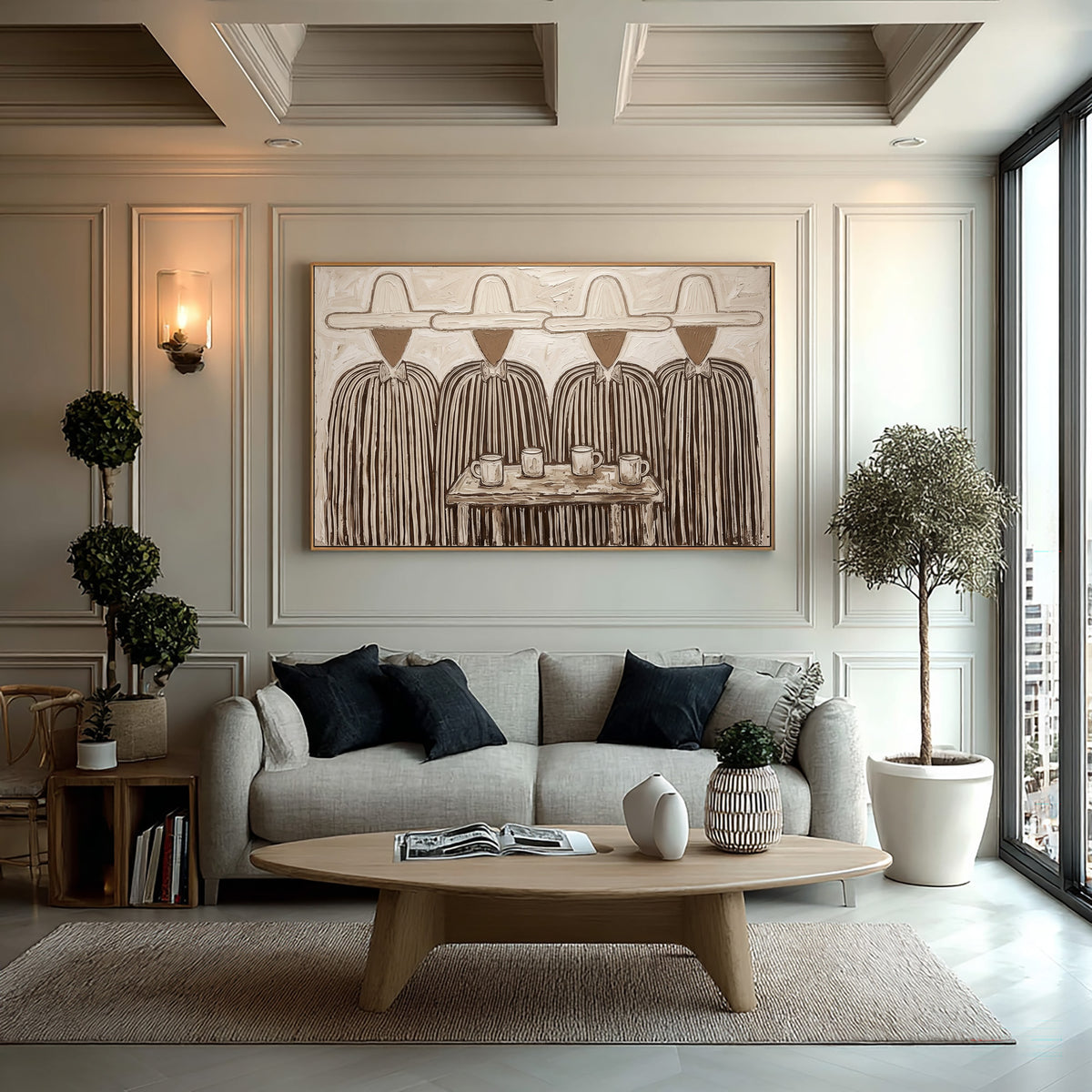 Folk Art Painting, Figurative Wall Art, Textured Hand Painted Artwork