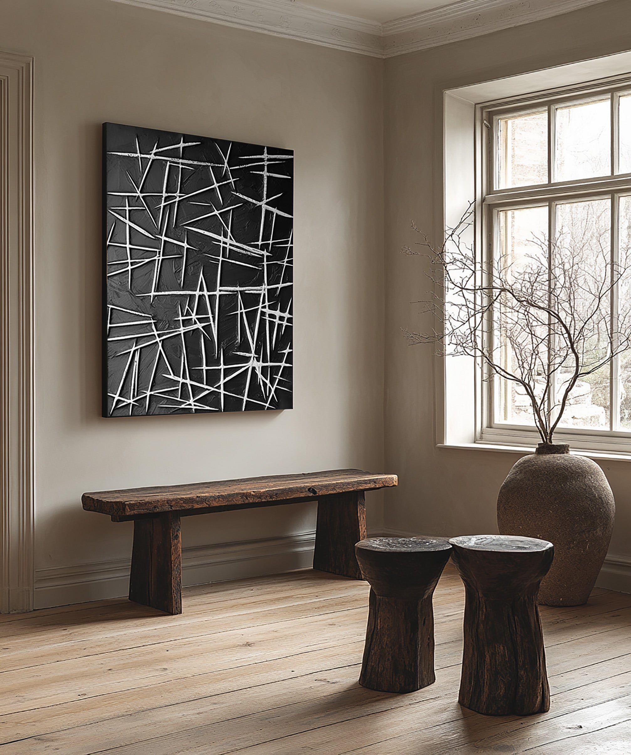 Modern Black and White Abstract Wall Art #BBA 103