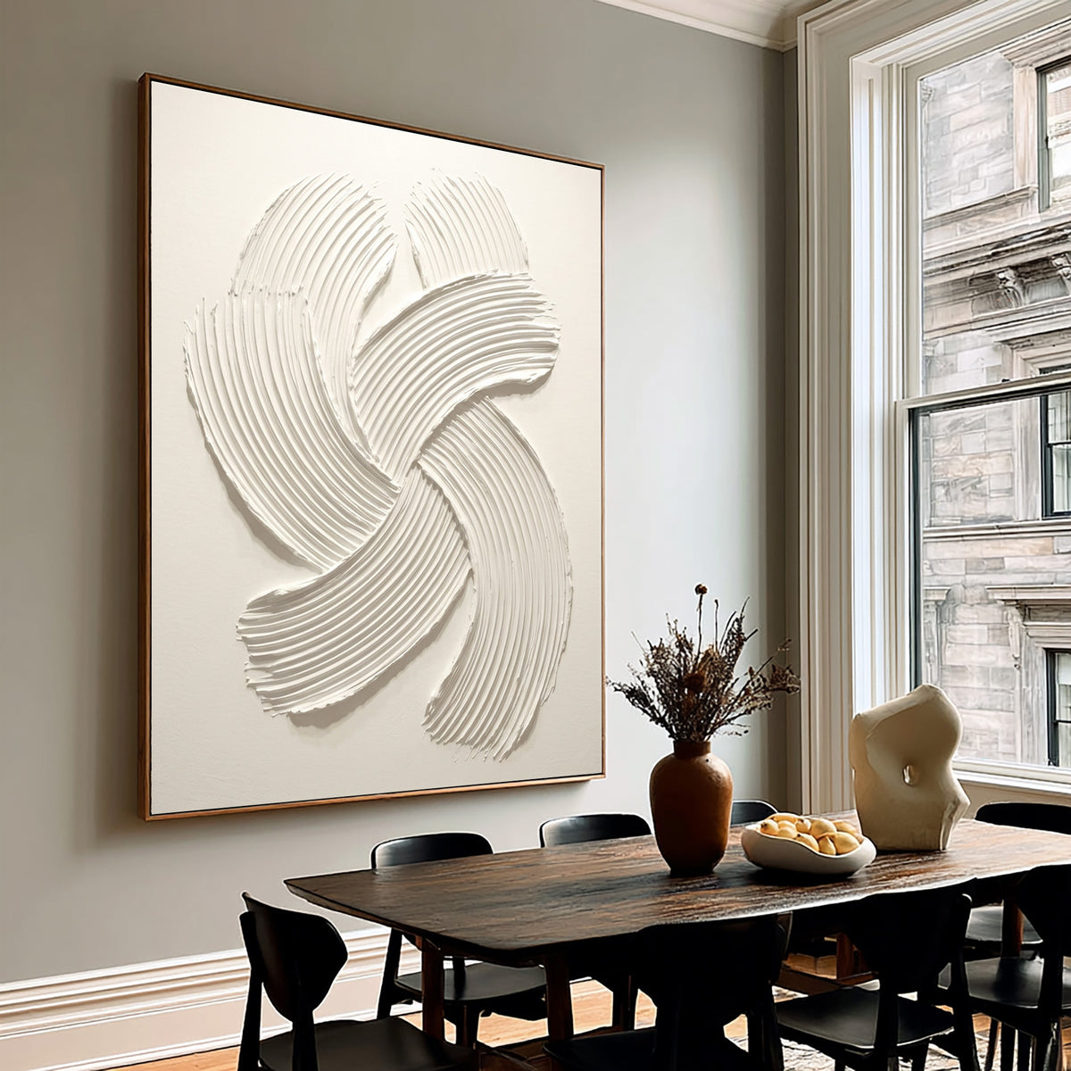 Flowing Rhythm Of Sculptural Movement Large White Textured Wall Art Organic Relief Sculpture Contemporary Abstract Decor