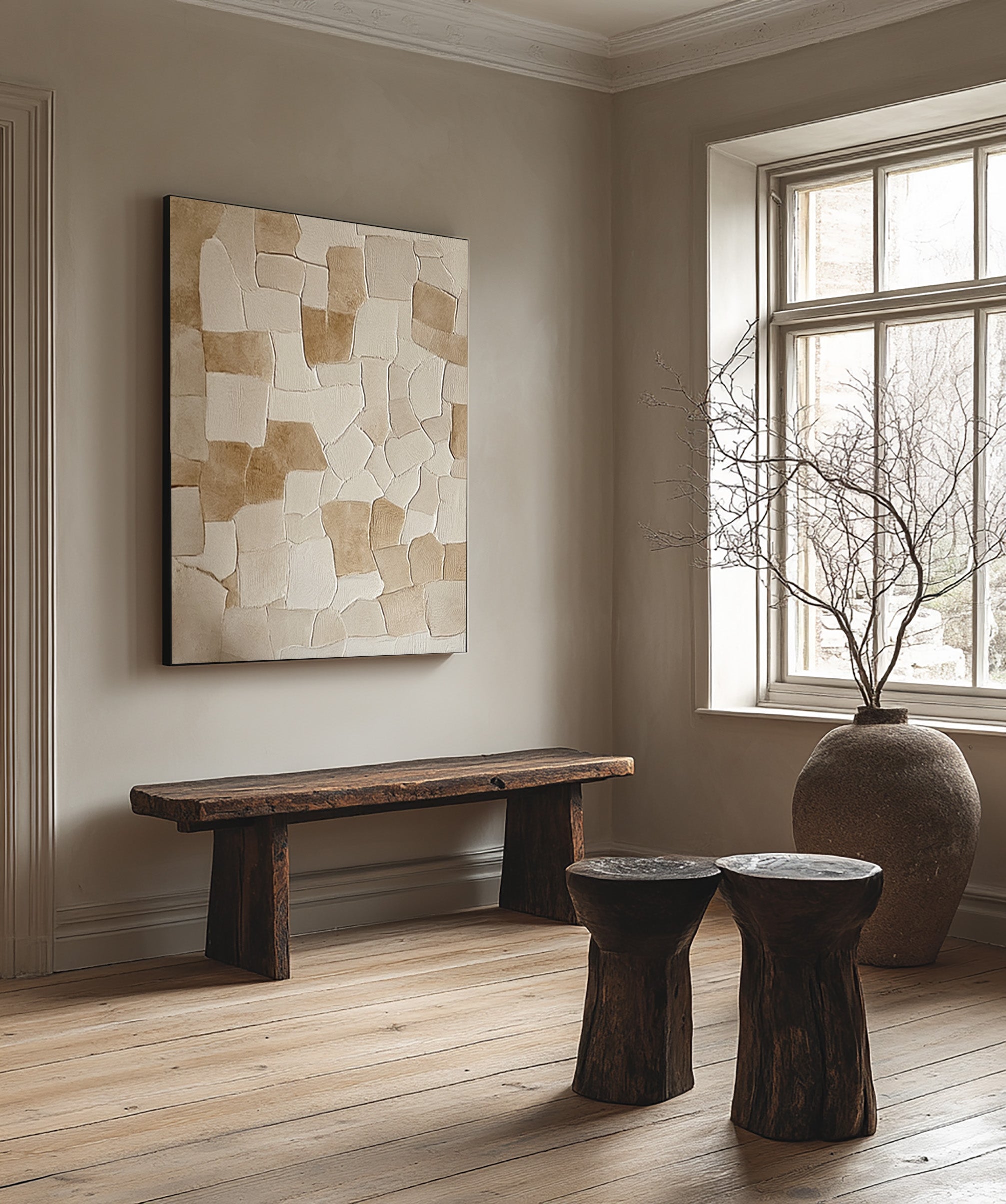 Modern Abstract Wall Art - Textured Neutral Canvas for Chic Homes #BBA 107