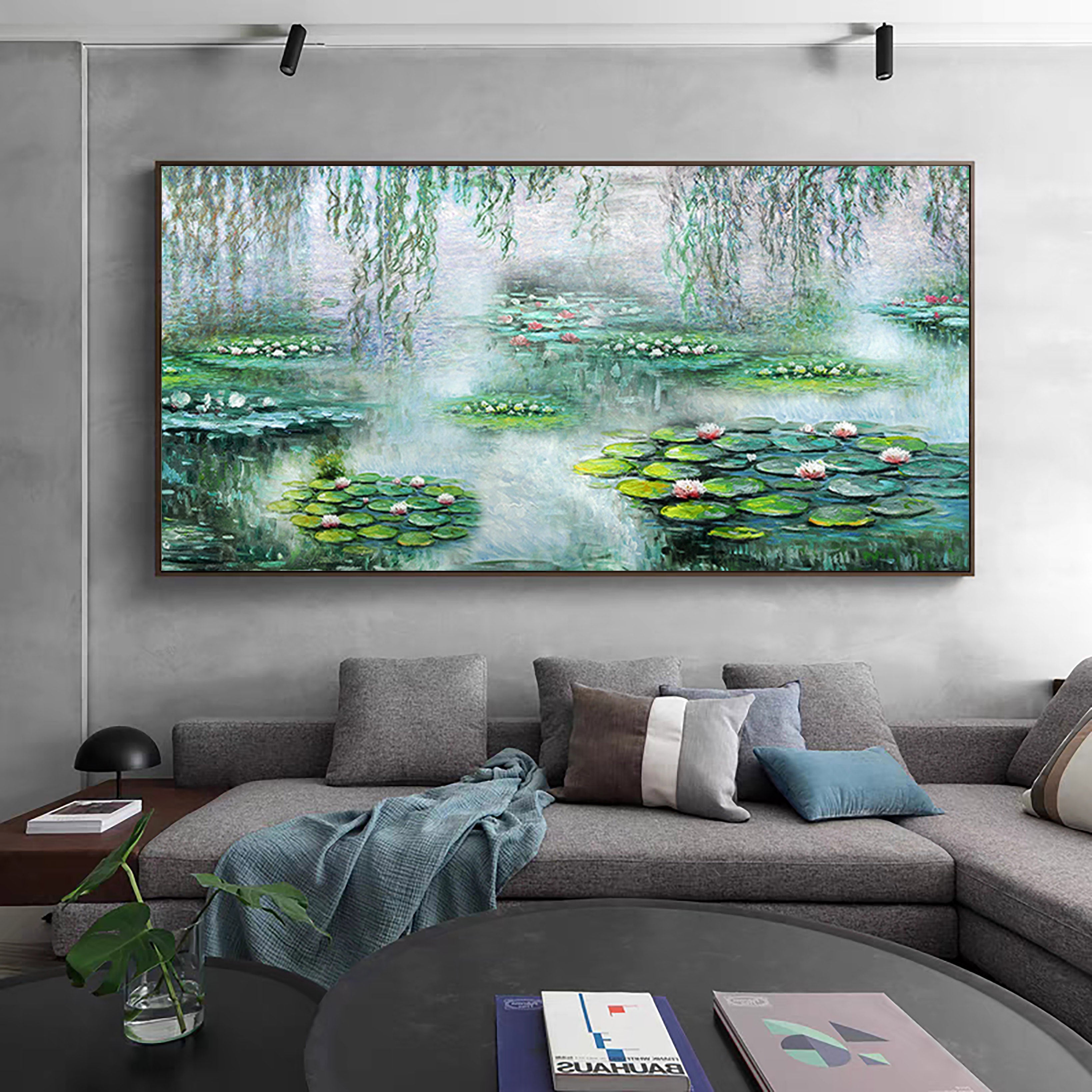 Tranquil Pond with Water Lilies, Impressionistic Wall Art #BGA 061