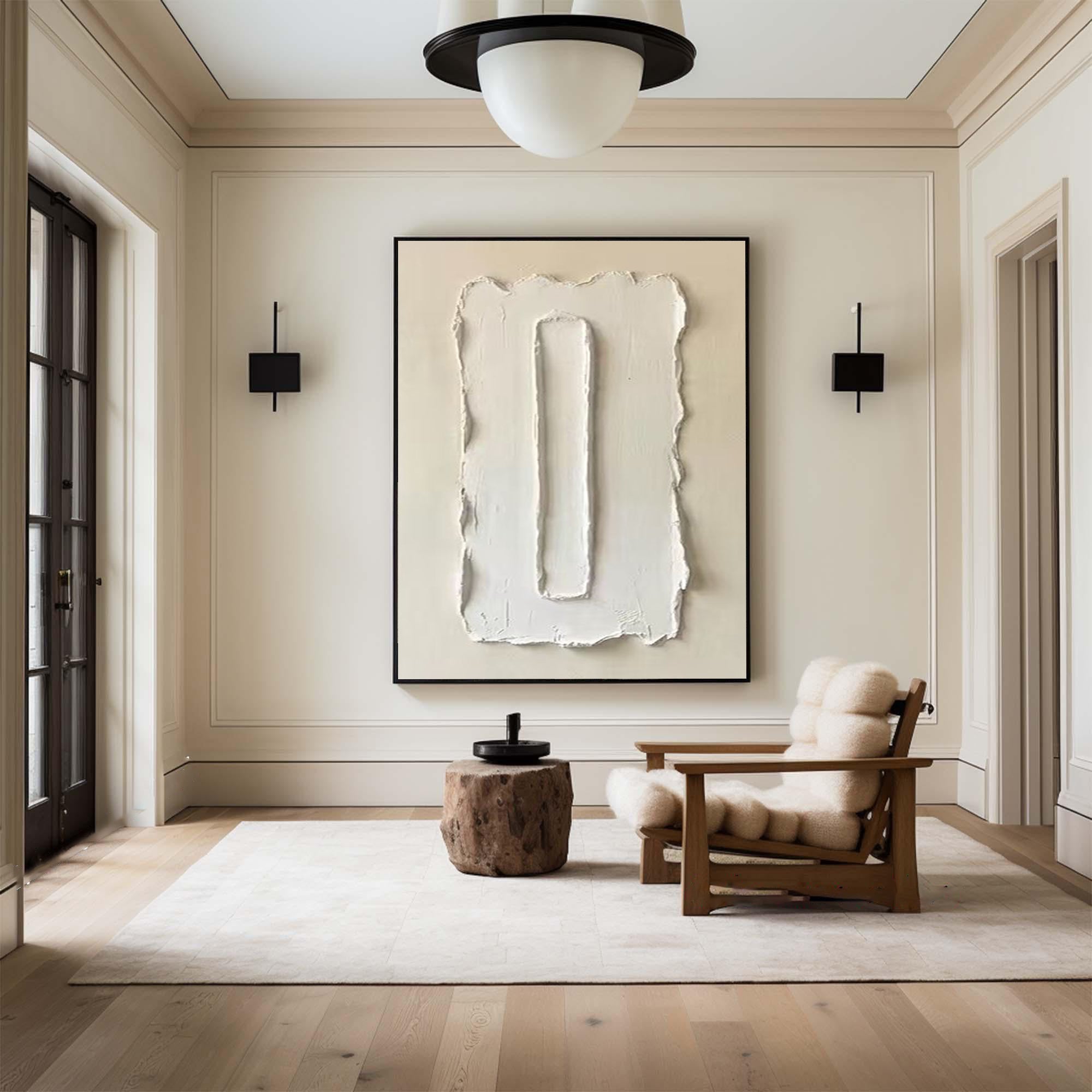 Large Handmade Oil Painting Featuring Organic Minimal Texture Art
