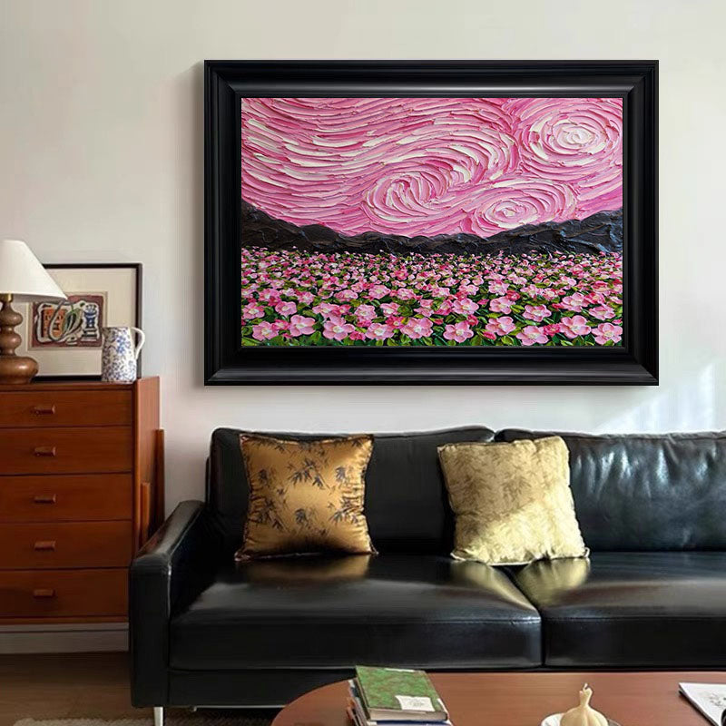 Pink Fields And Sky, Contemporary Landscape Wall Art #BGA 080