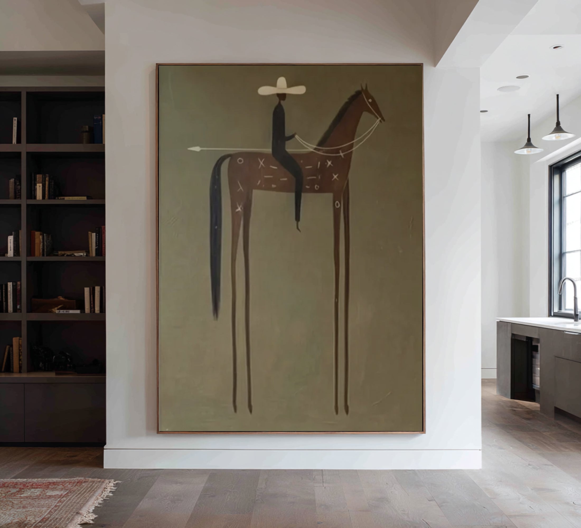 Gallery Style Horse Rider Painting Contemporary Desert Wall Decor