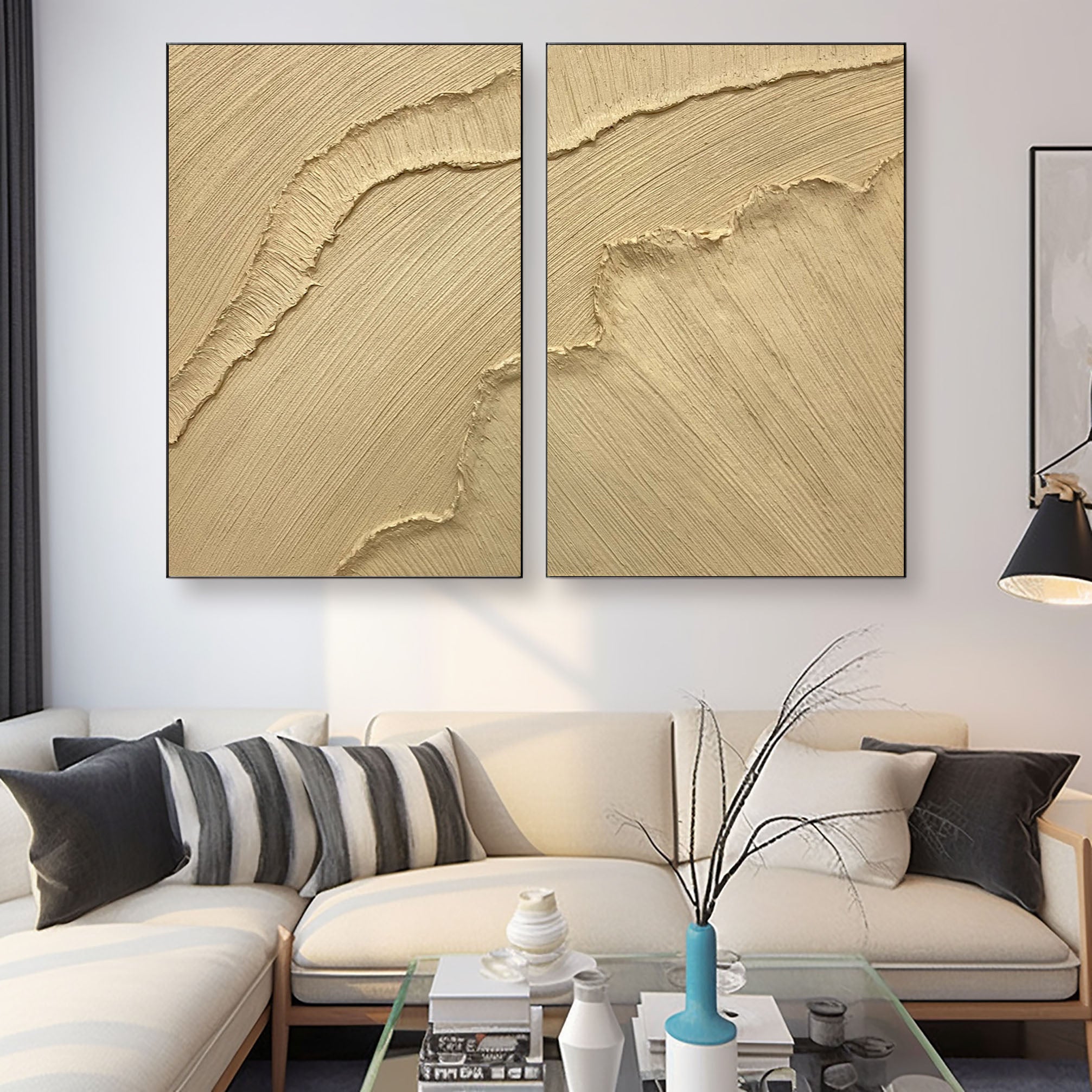 Beige Minimalist Ocean Painting Set Of 2 #BBS 020