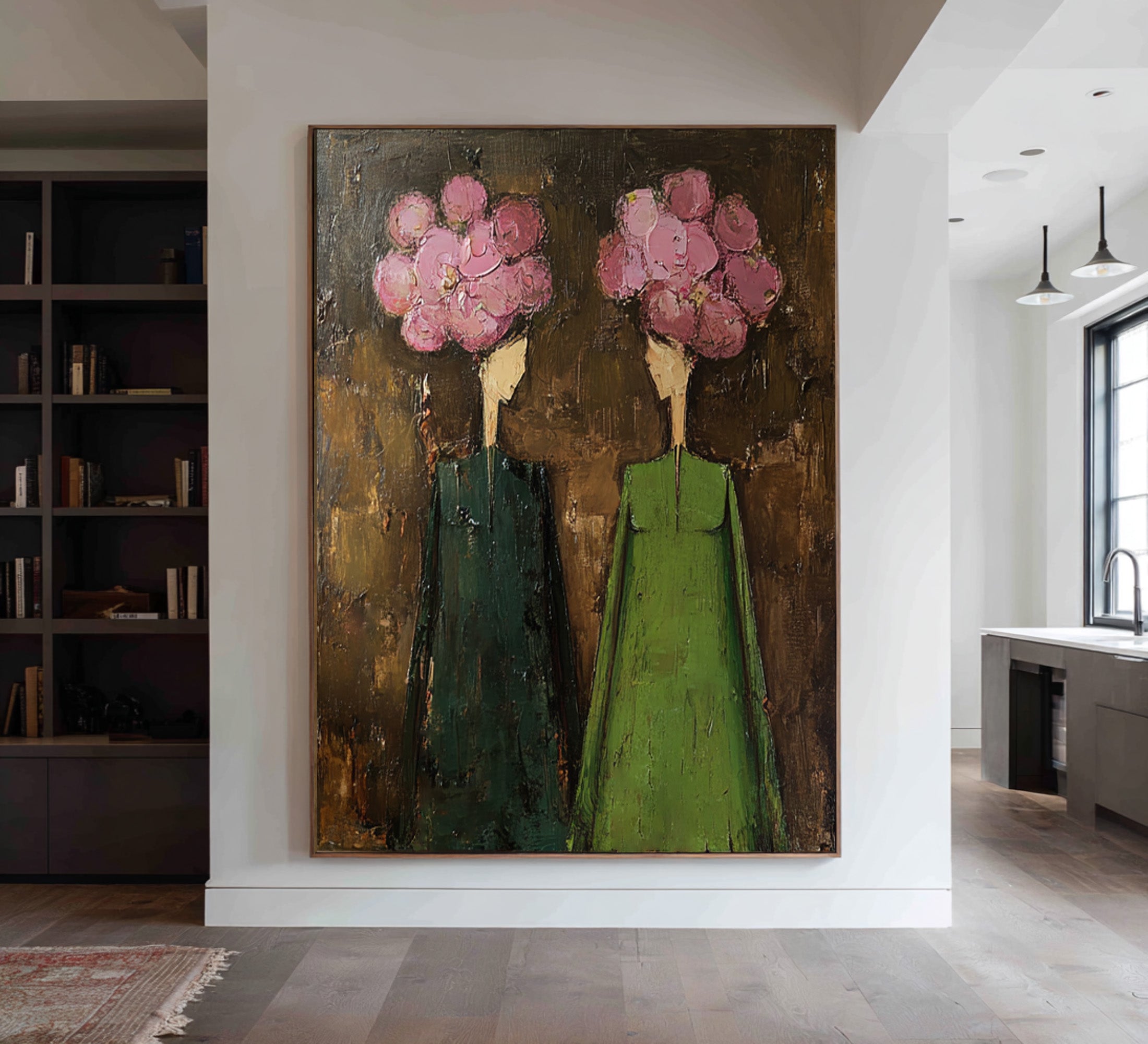 Large Contemporary Figurative Oil Painting on Canvas – Statement Wall Art for Entryway Decor #WAC 038