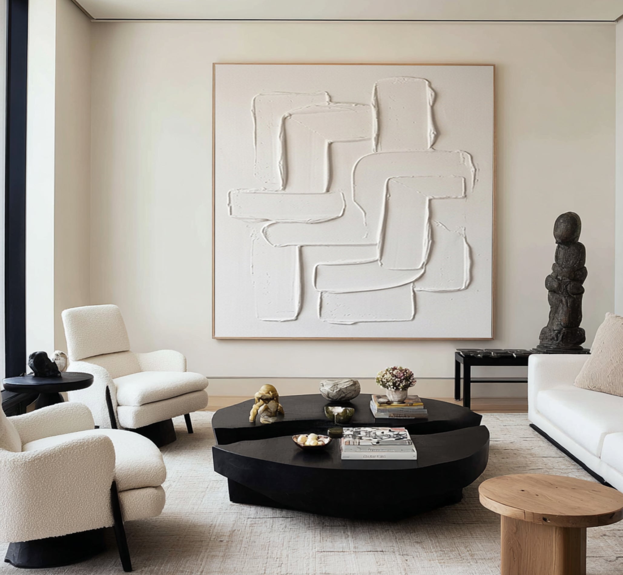 Large Sculptural Texture Wall Art Hand Painted Neutral Abstract Canvas