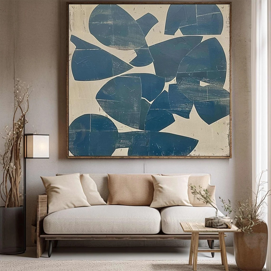 Blue Geometric Wall Art -  Abstract Canvas Art #BGA 029