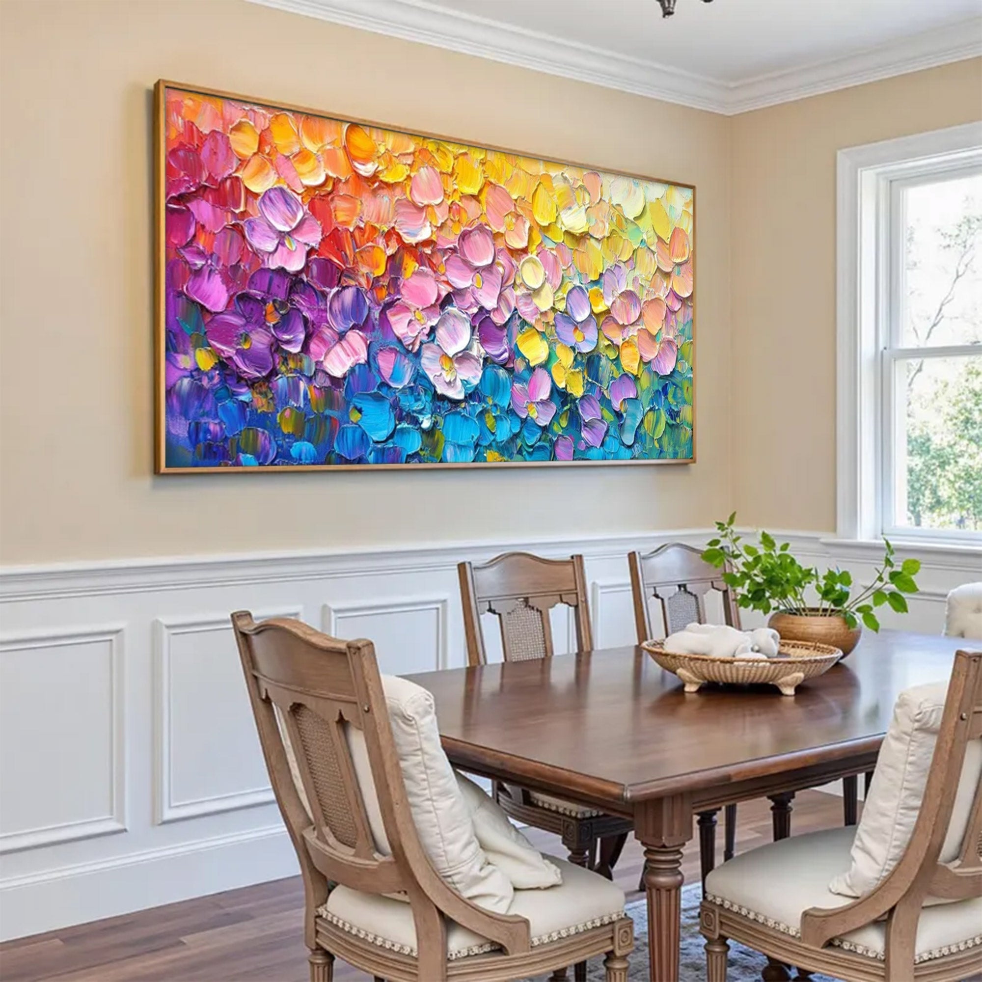 Large Abstract Rainbow Textured Canvas | MuroArt #WGA 039