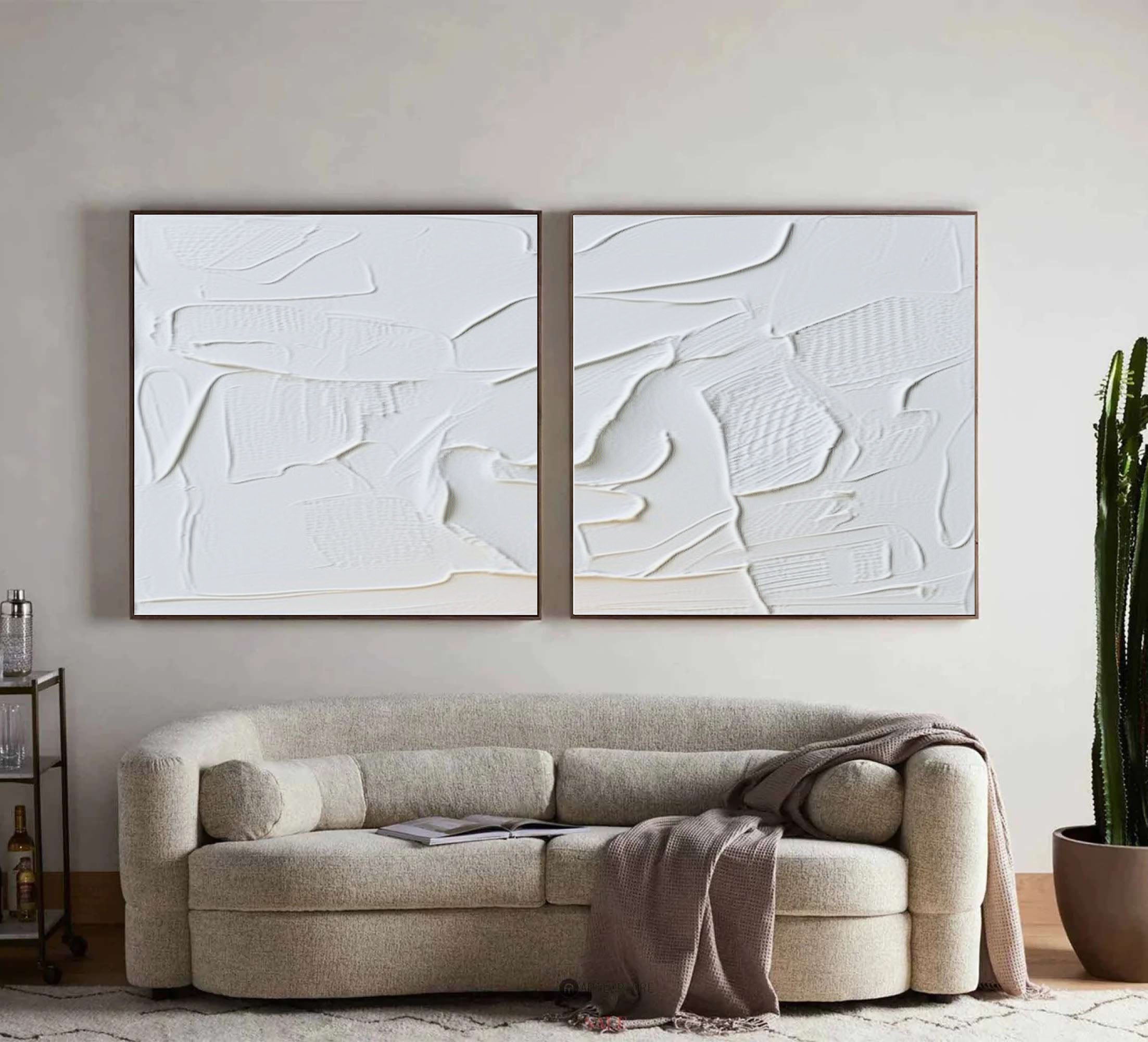 White Minimalist Painting Set Of 2 #WMS 029