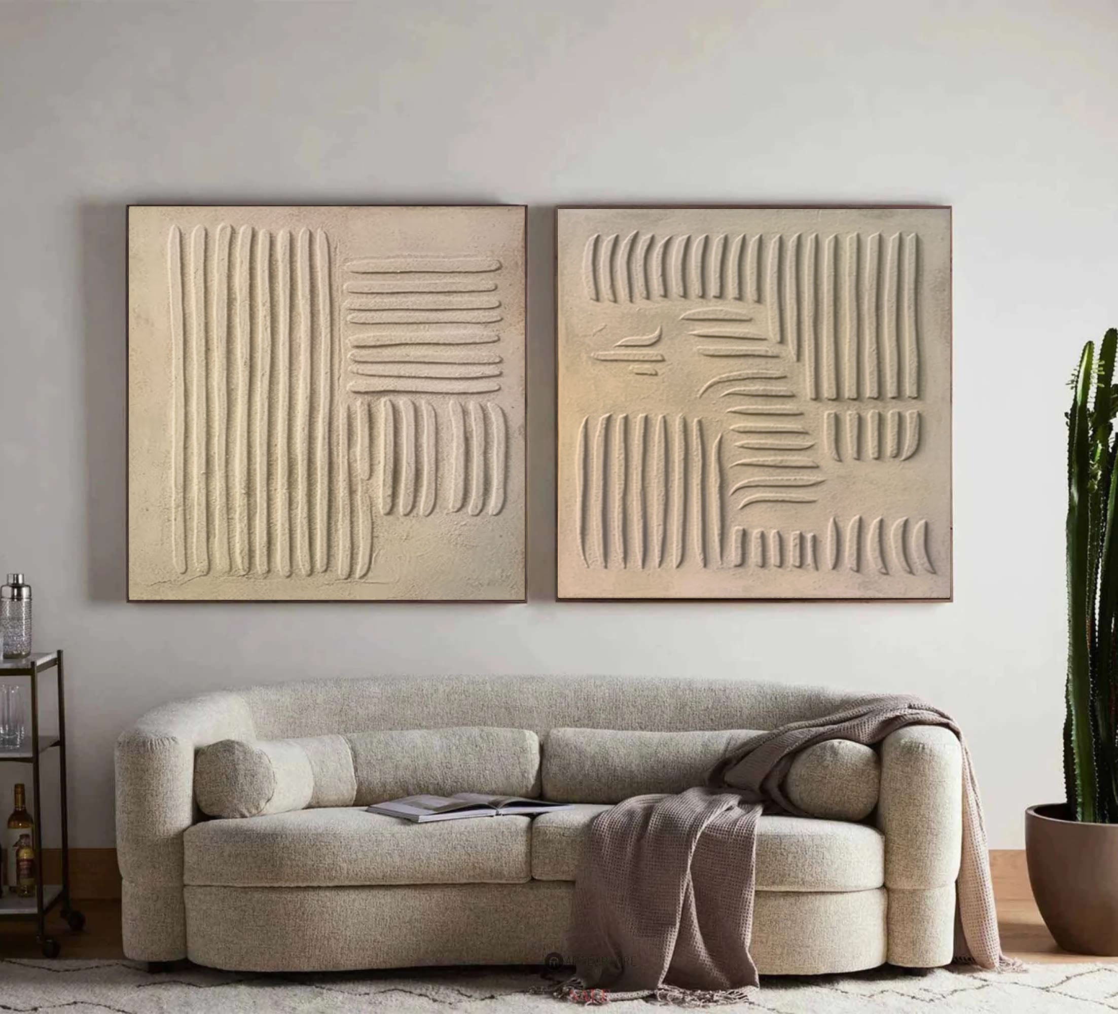 Beige & Brown Minimalist Painting Set Of 2 #BBS 021