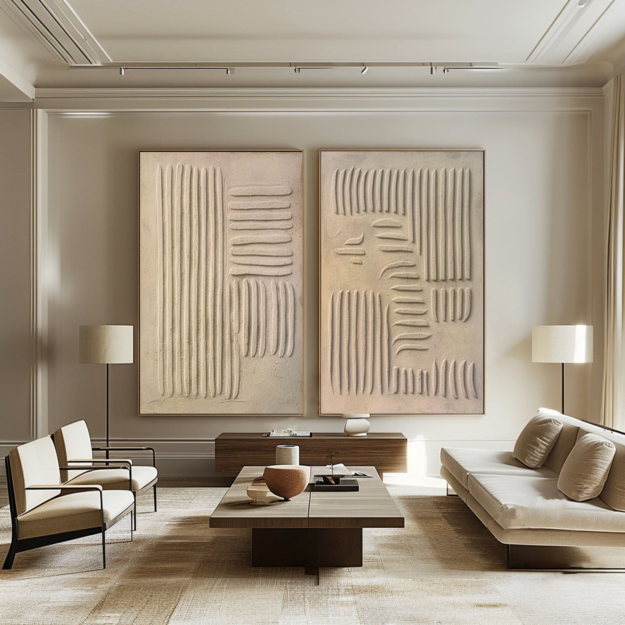 Beige & Brown Minimalist Painting Set Of 2 #BBS 021