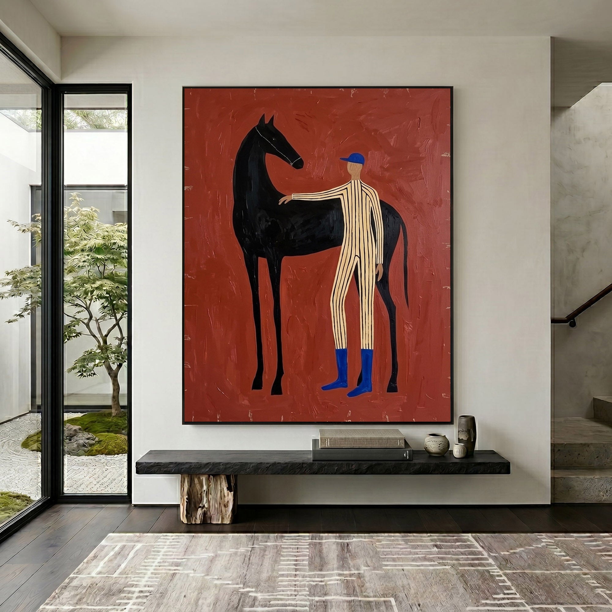 Large Cowboy Horse Wall Art Modern Western Oil Painting Contemporary Ranch Decor