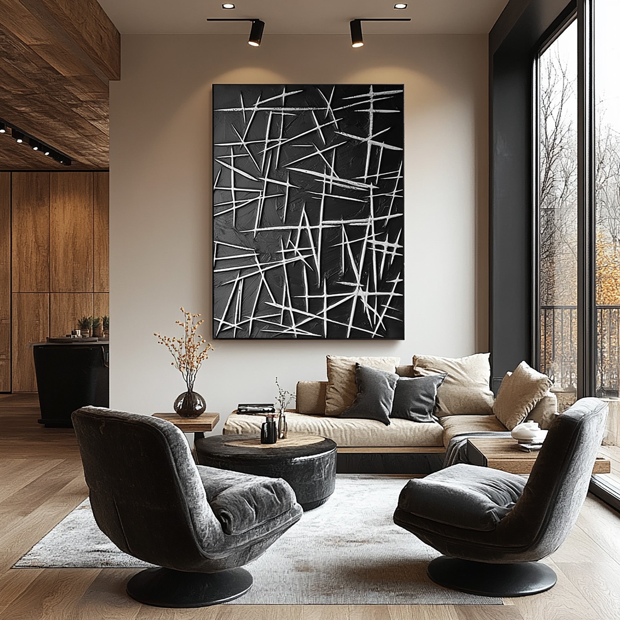 Modern Black and White Abstract Wall Art #BBA 103