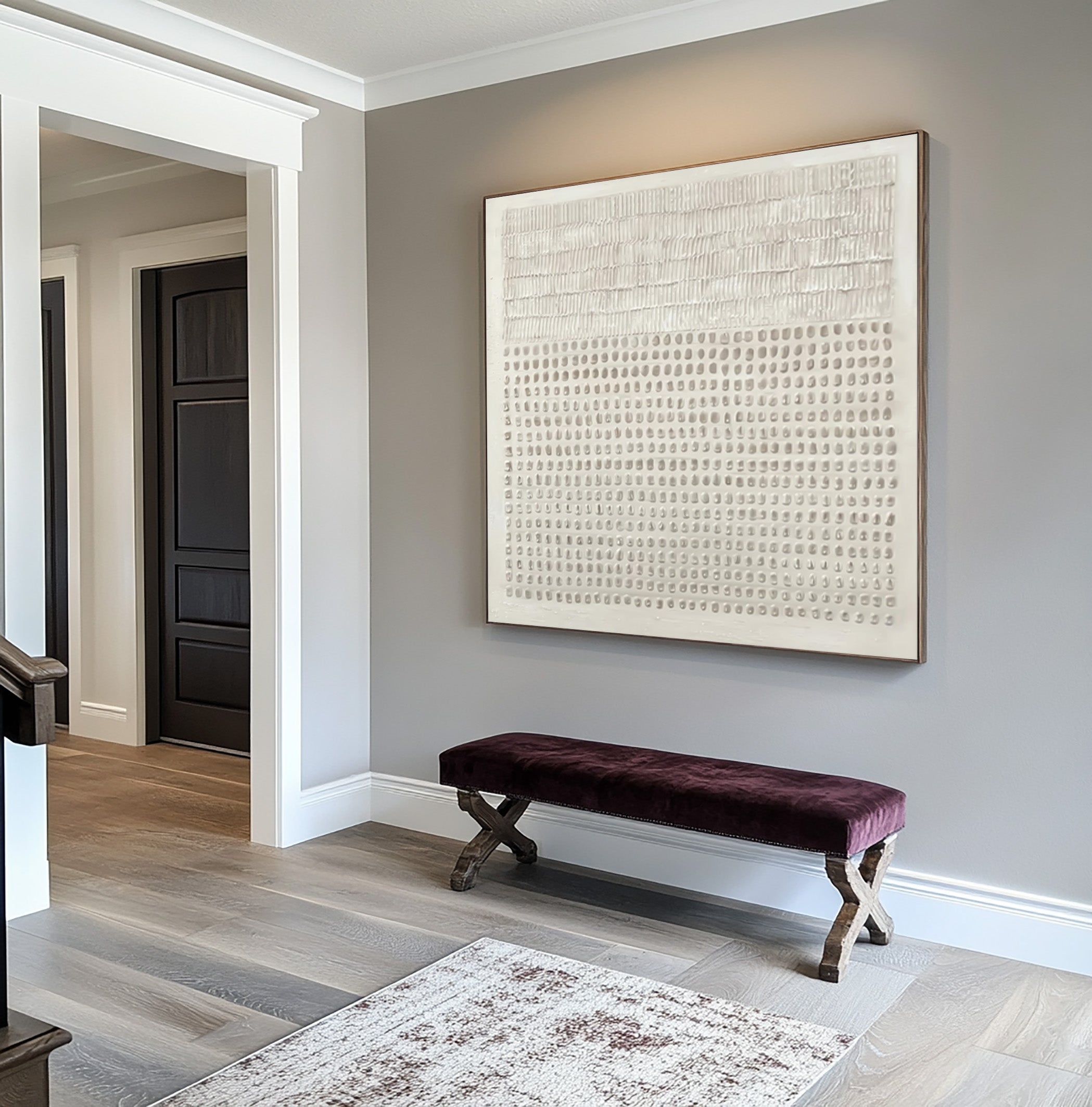 Neutral White Abstract Wall Decor Modern Home Accent #WG 026