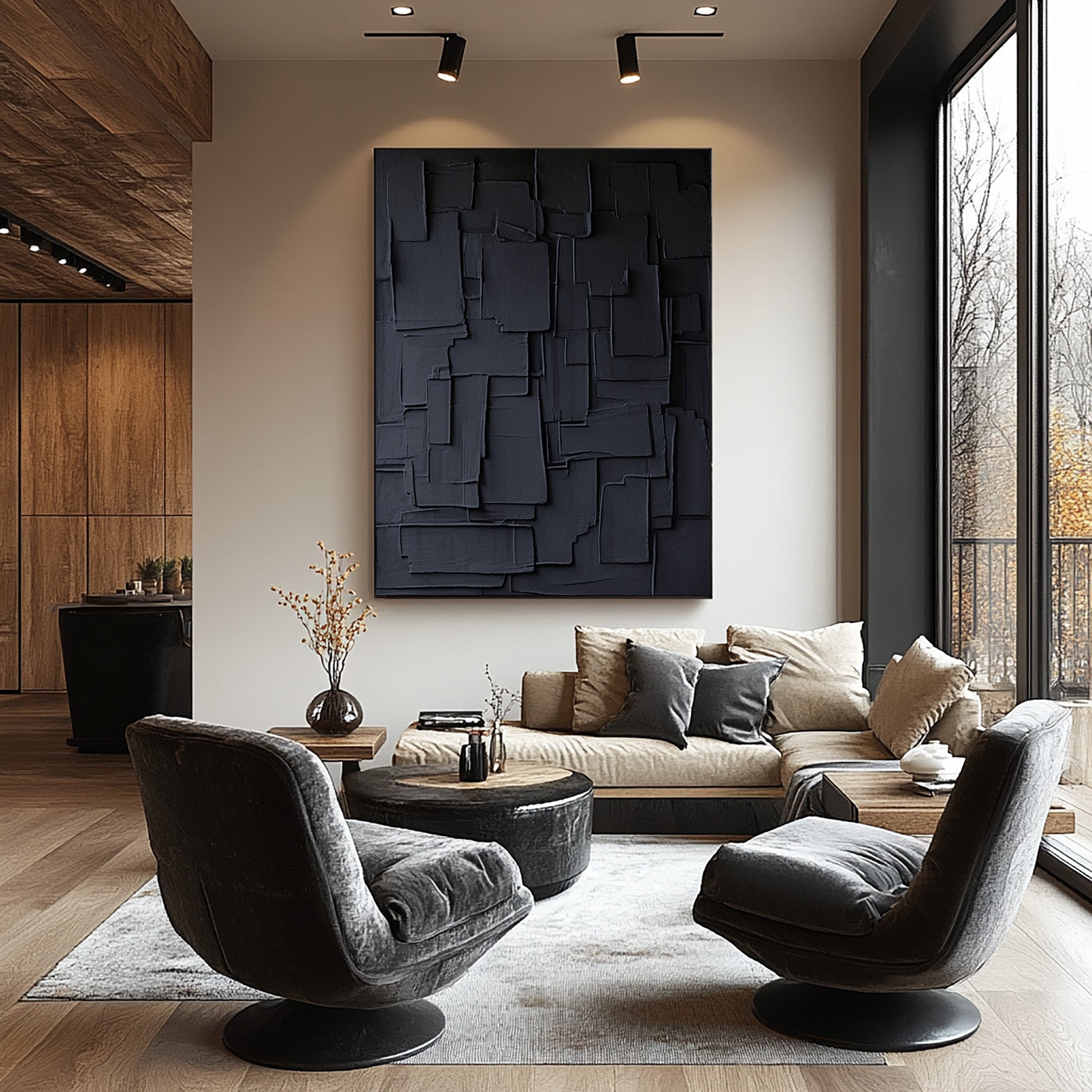 Contemporary Black Wall Art | Minimalist Geometric Style #BBA 100