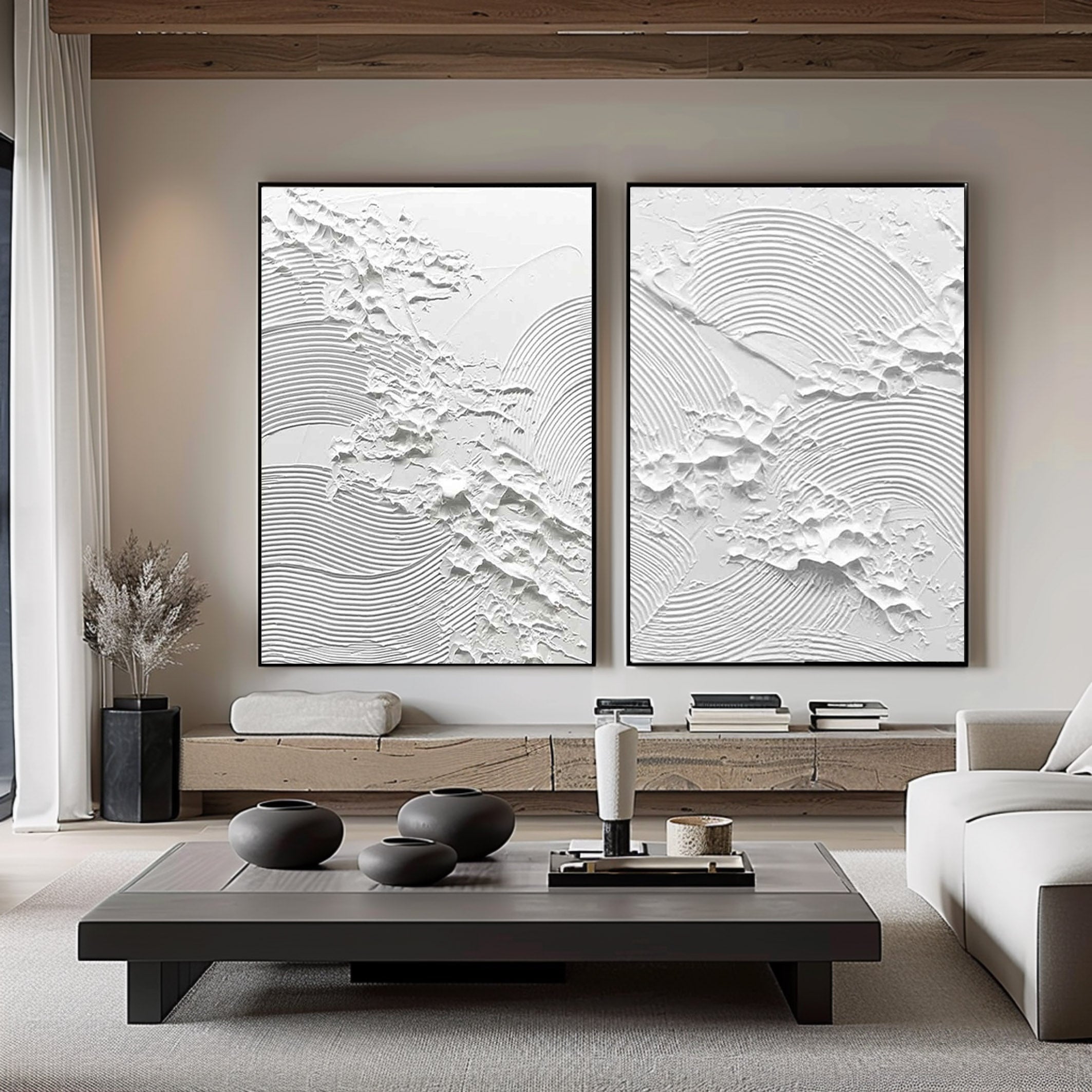 White Minimalist Painting Set Of 2 #WMS 001