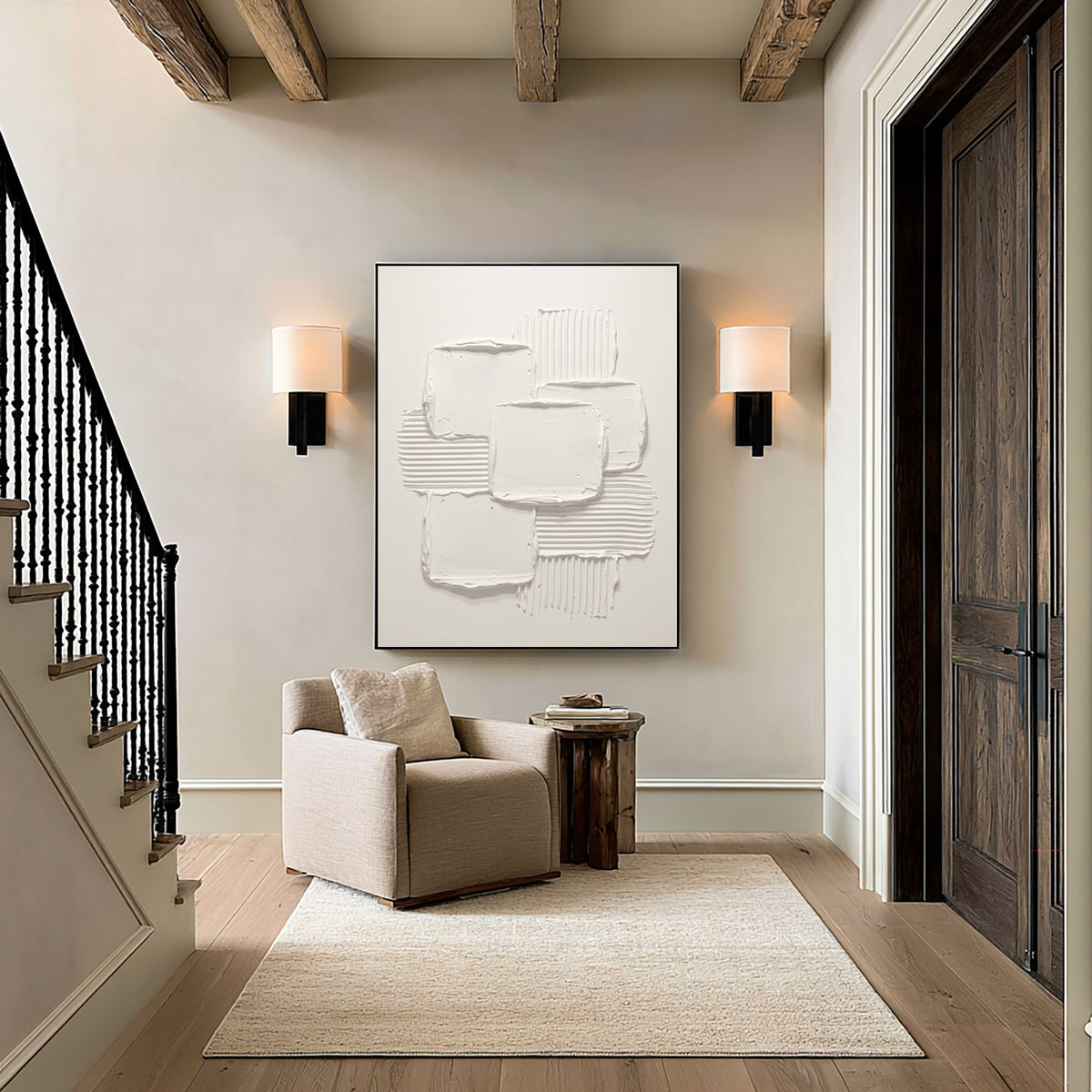 The Geometry Of Silence Large Abstract Wall Art Textured Relief Contemporary Painting Modern Luxury Interior Decor