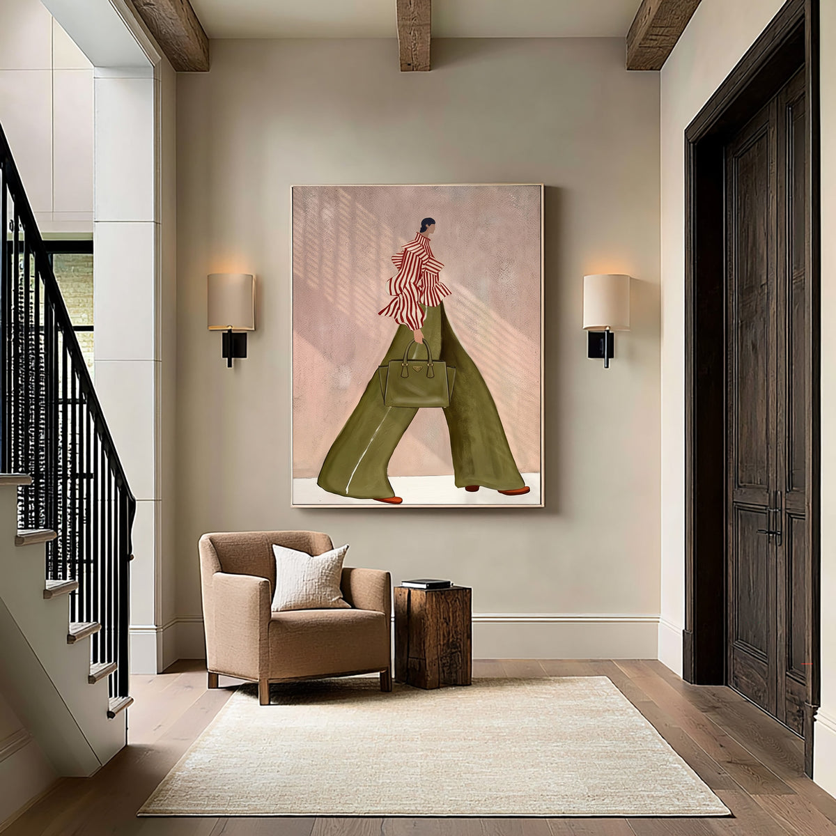 Modern Fashion Woman Painting Stylish Figurative Wall Art