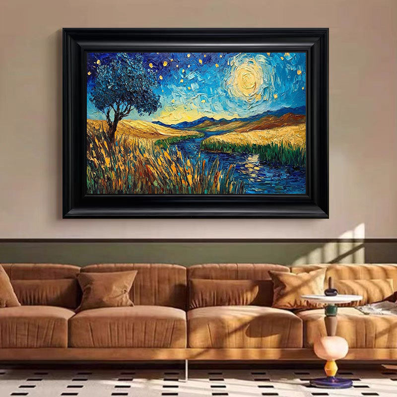 Impasto Night Sky, Colorful Contemporary Wall Art #BGA 081