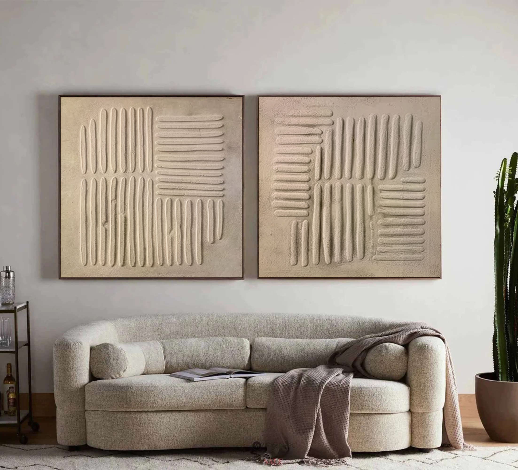 Beige & Brown Minimalist Painting Set Of 2 #BBS 022