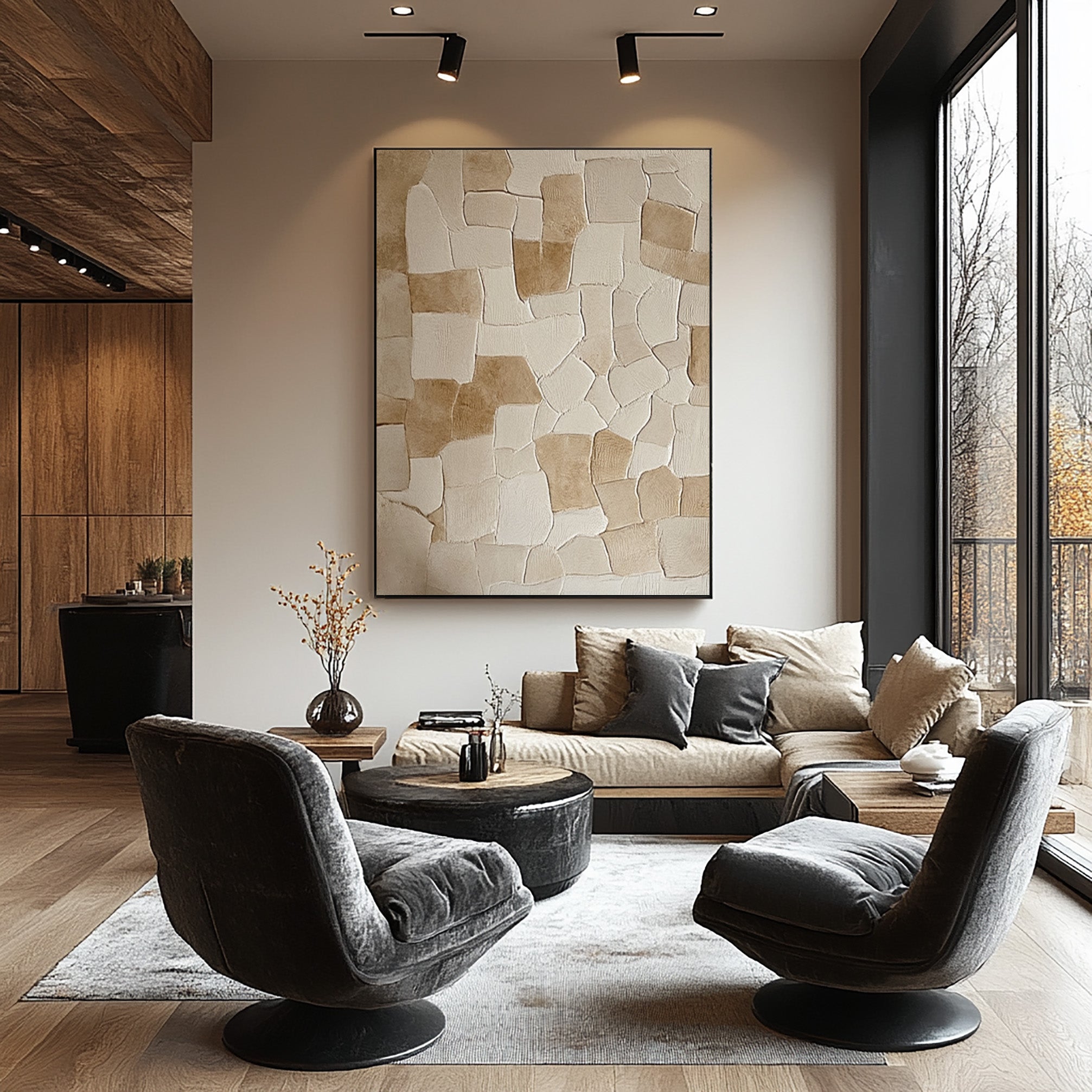 Modern Abstract Wall Art - Textured Neutral Canvas for Chic Homes #BBA 107