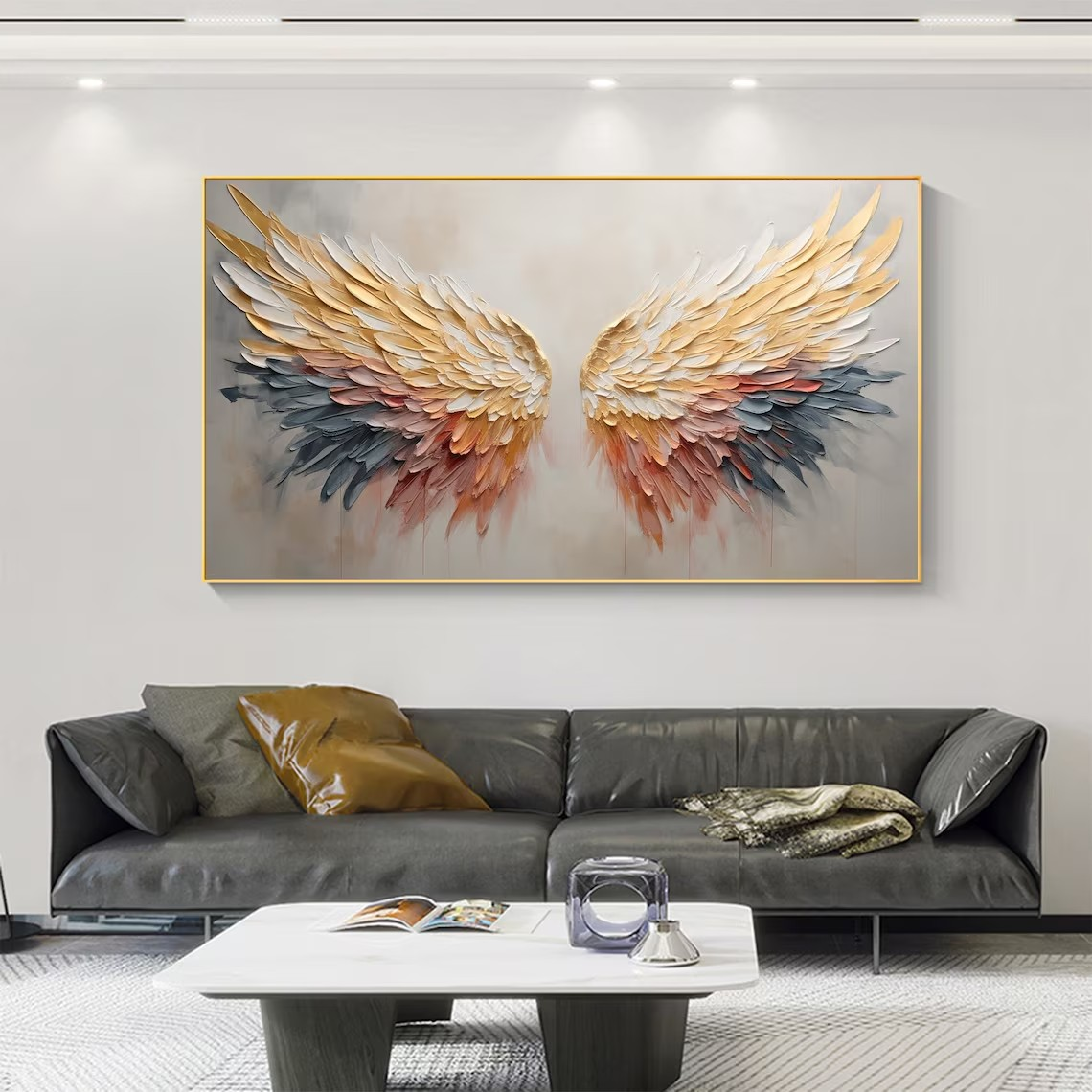 Gradient Angel Wings Textured Wall Art for Modern Interiors #BGA 042