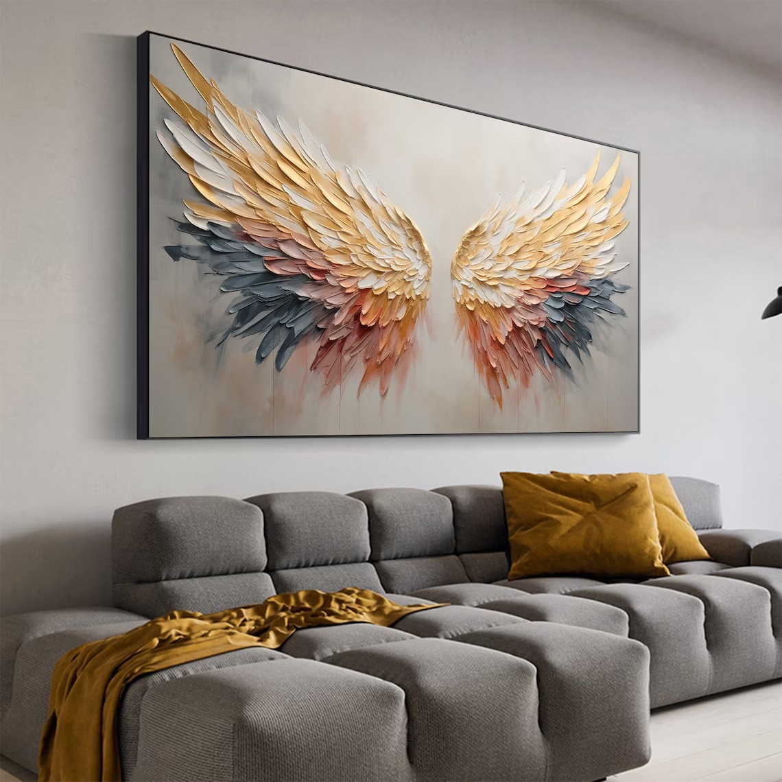 Gradient Angel Wings Textured Wall Art for Modern Interiors #BGA 042