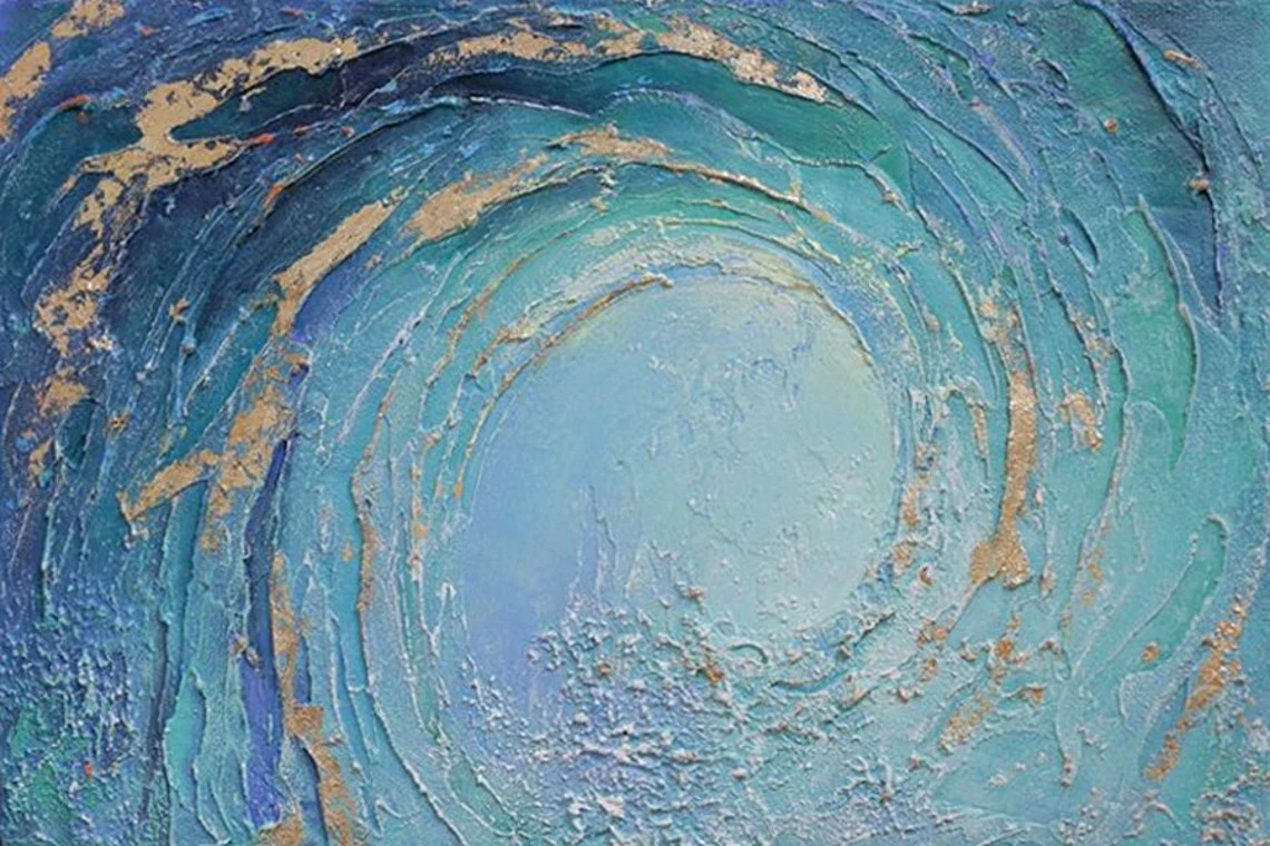 Blue Ocean Wave Abstract Wall Art #BGA 035