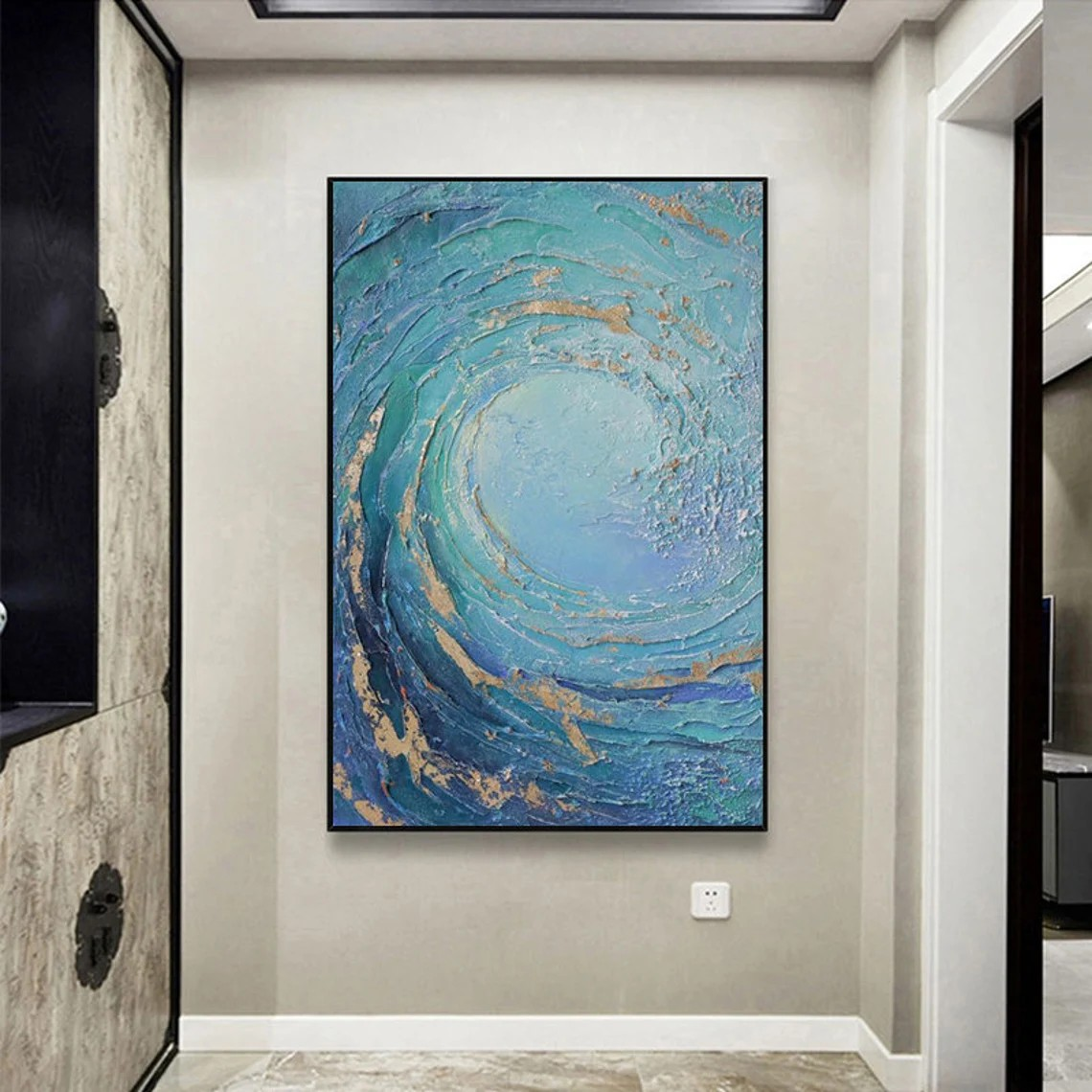 Blue Ocean Wave Abstract Wall Art #BGA 035