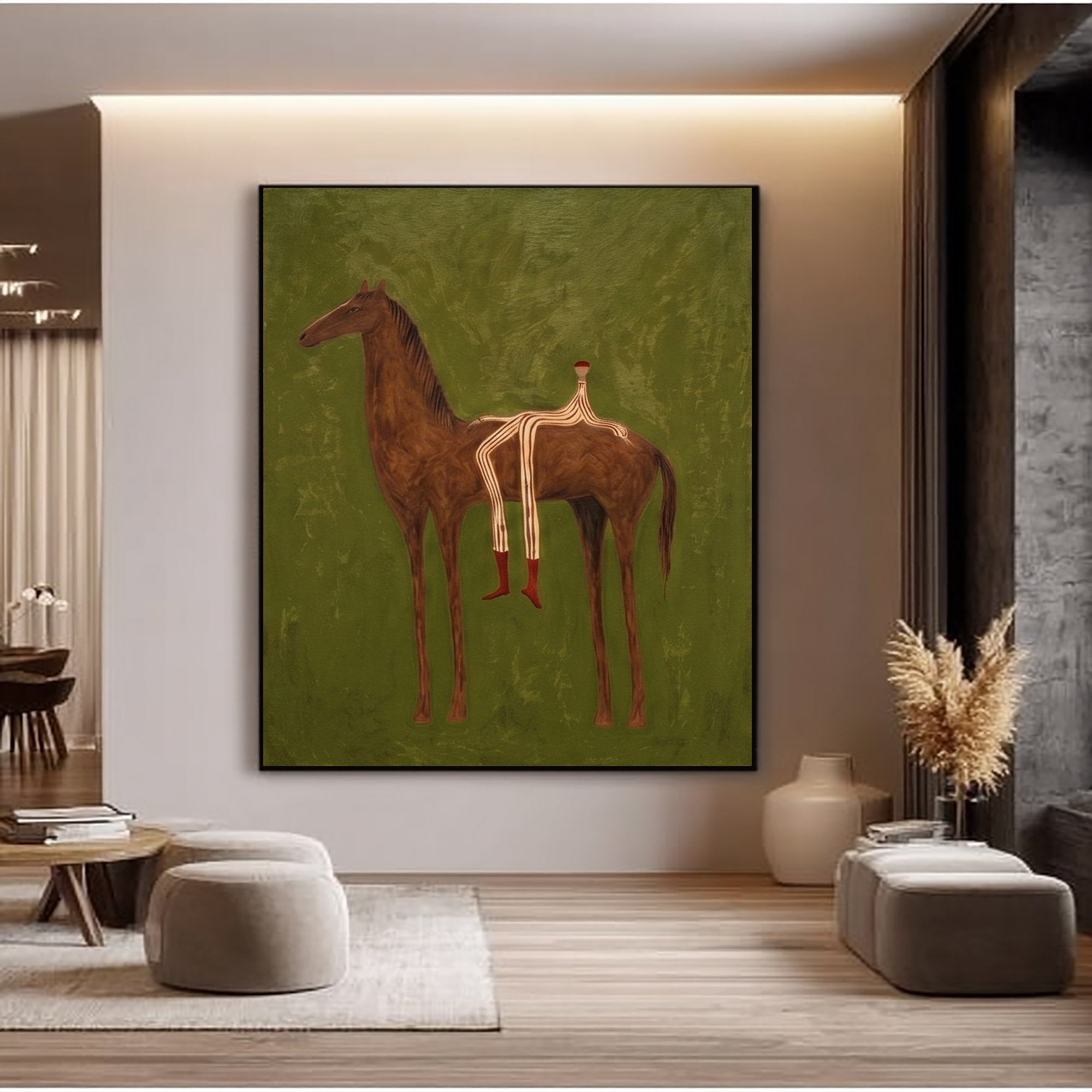 Large Cowboy Horse Wall Art Modern Western Horse Painting