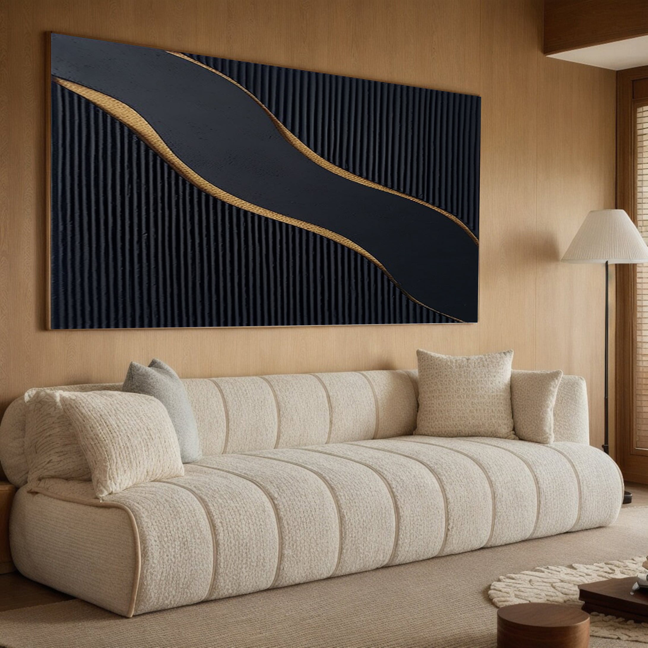 Luxury Black and Gold Abstract Painting on Canvas #BM 087