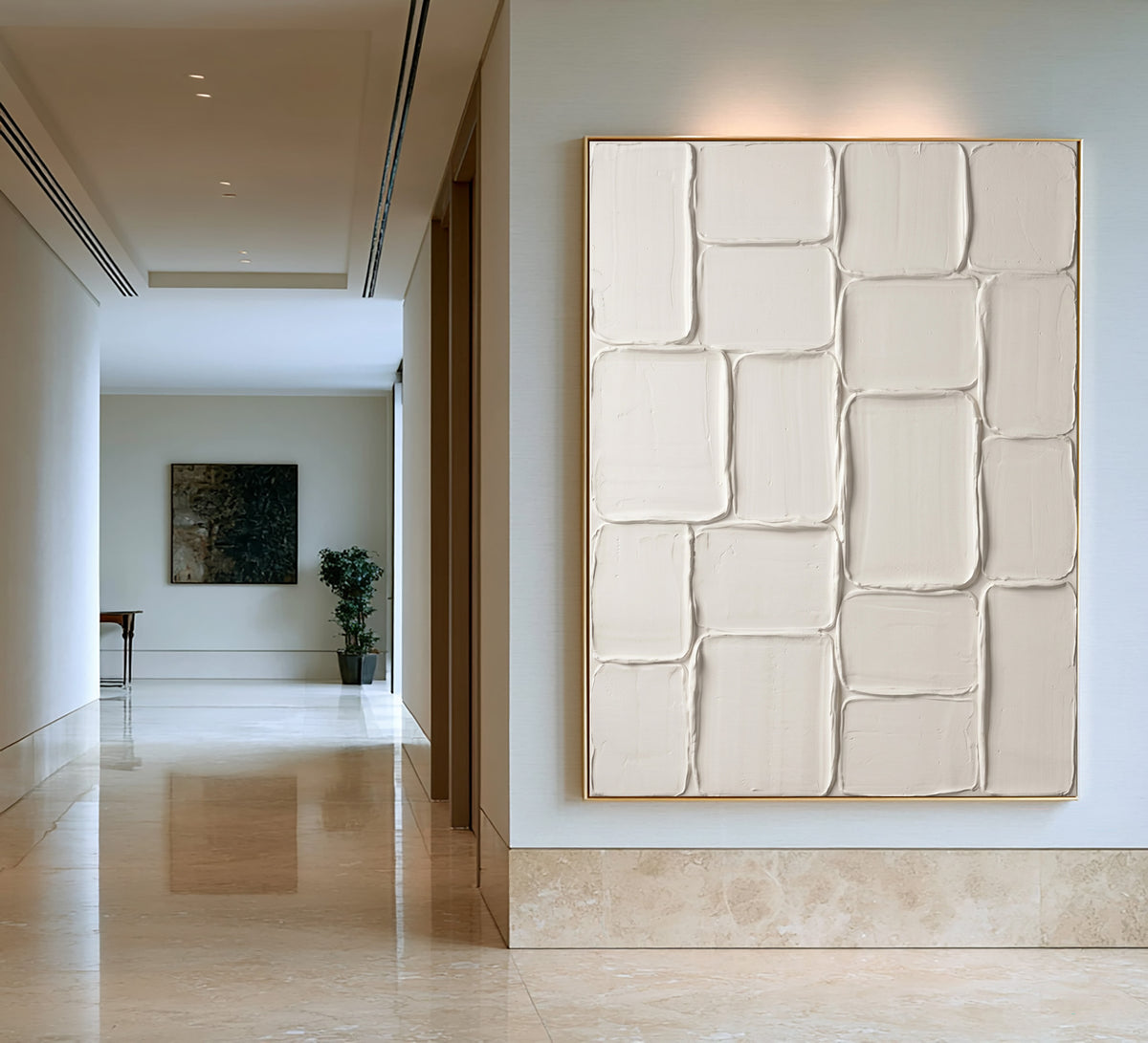 Rhythm Of Quietly Placed Forms Large White Textured Abstract Wall Art Modular Sculptural Relief