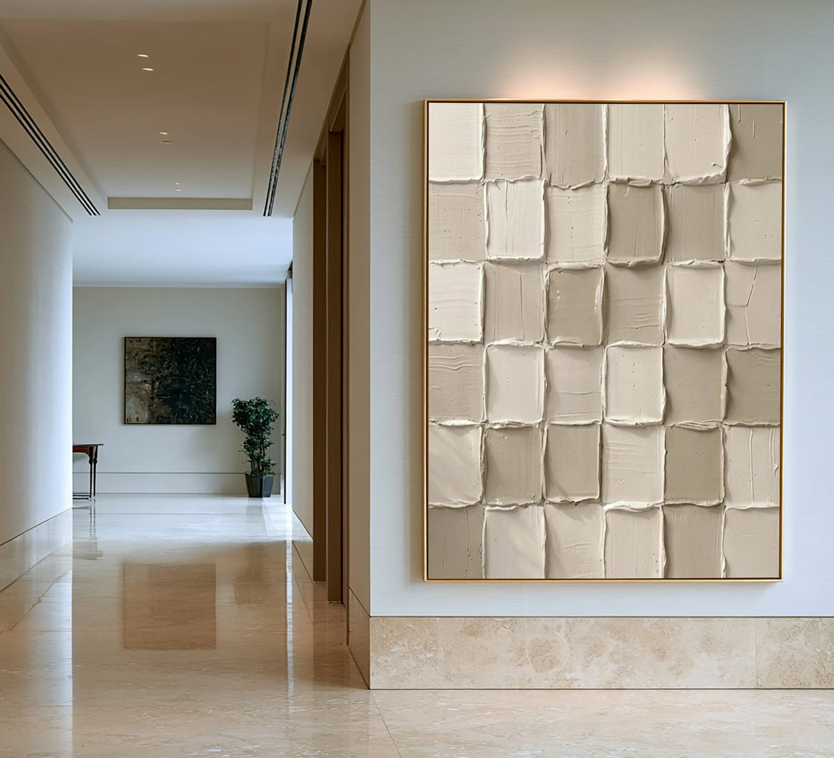 Handbuilt Grid Large White Textured Wall Art Ivory Abstract Sculptural Relief Modern Minimalist Decor