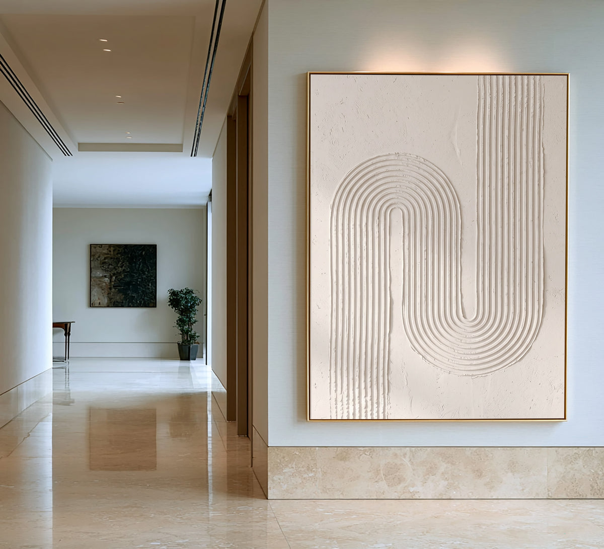 Flowing Lines Of Quiet Harmony Large White Textured Wall Art Sculptural Relief Minimalist Abstract Artwork