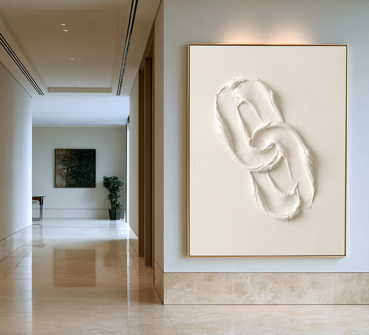 The Space Between The Loop Large White Textured Abstract Wall Art Sculptural Relief Contemporary Painting