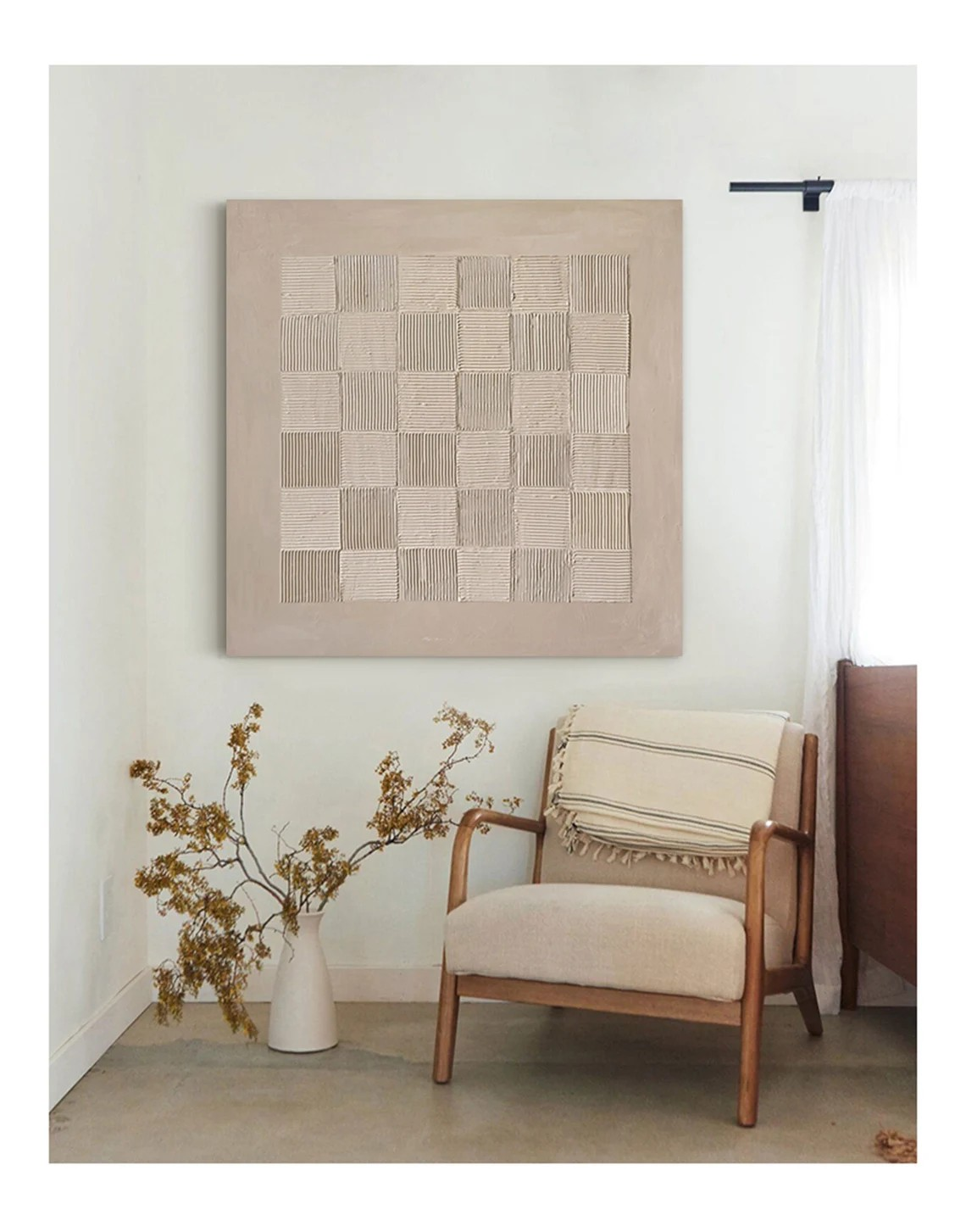 Neutral Tone Grid Wabi Sabi Wall Art#WSA 012