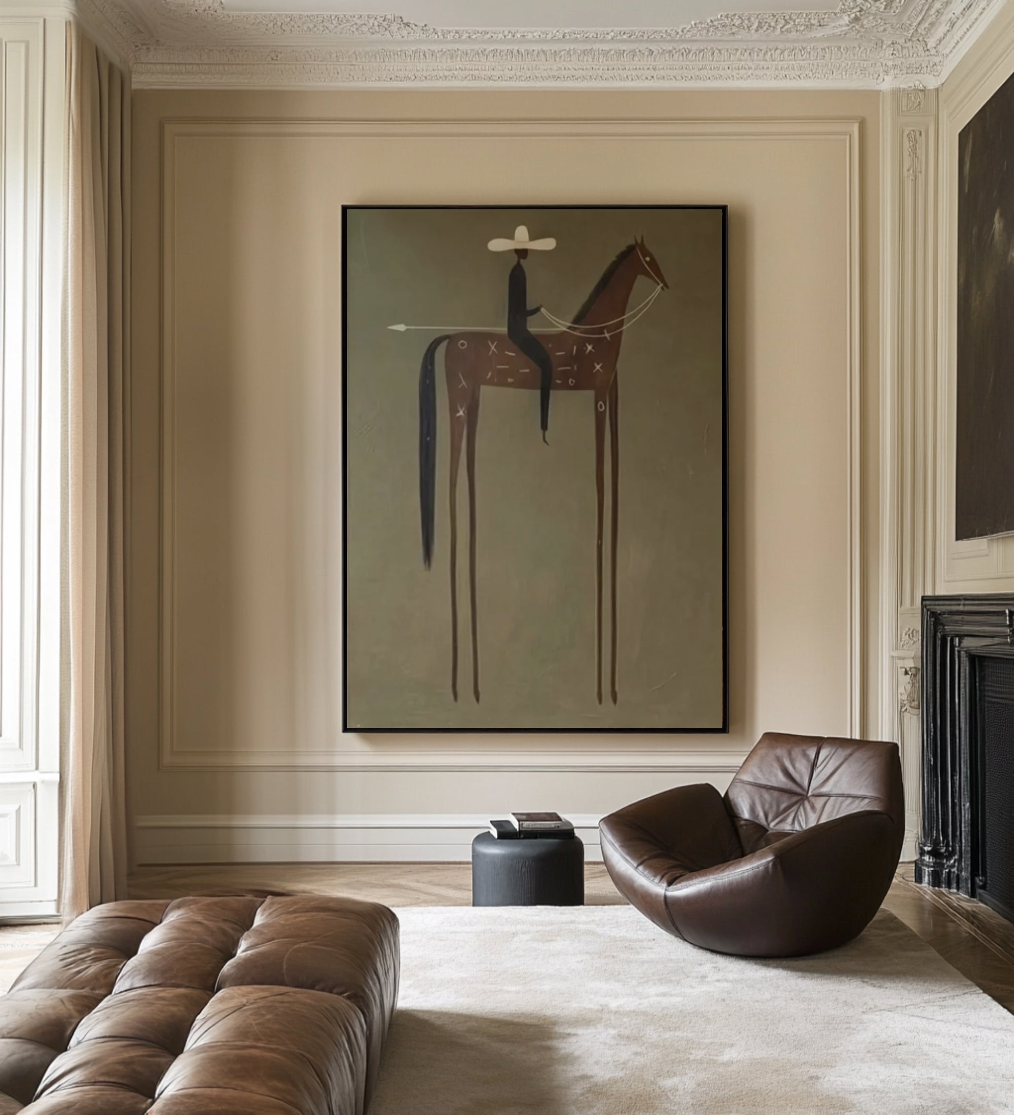 Gallery Style Horse Rider Painting Contemporary Desert Wall Decor