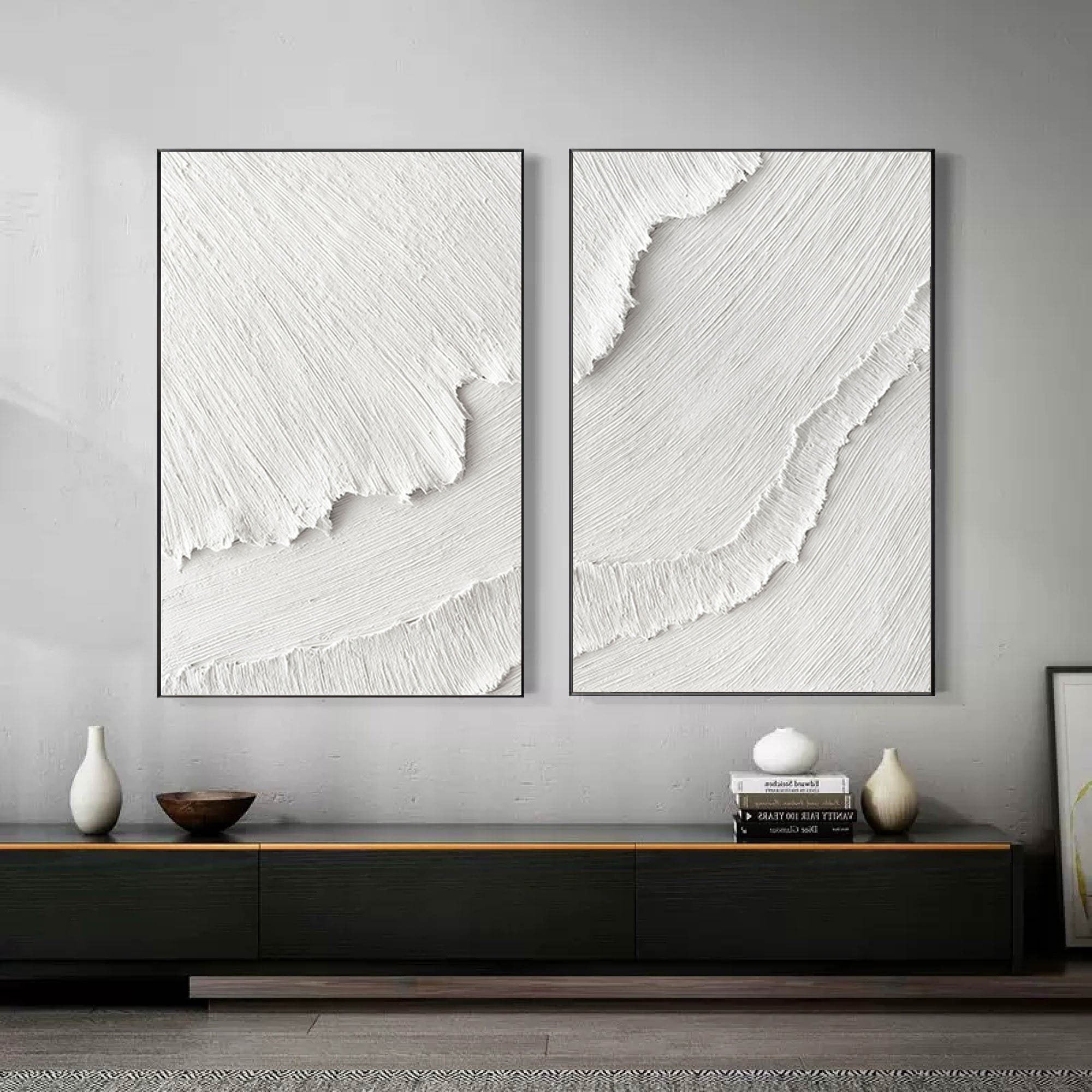 White Minimalist Painting Set Of 2 #WMS 025