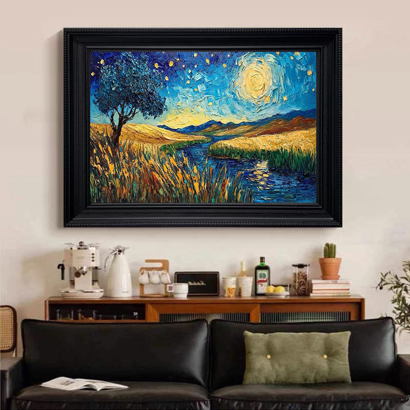 Impasto Night Sky, Colorful Contemporary Wall Art #BGA 081