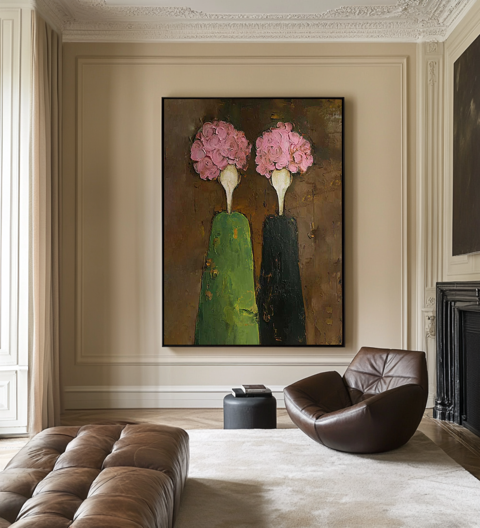 Large Contemporary Figurative Oil Painting on Canvas – Statement Wall Art for Entryway #WAC 043